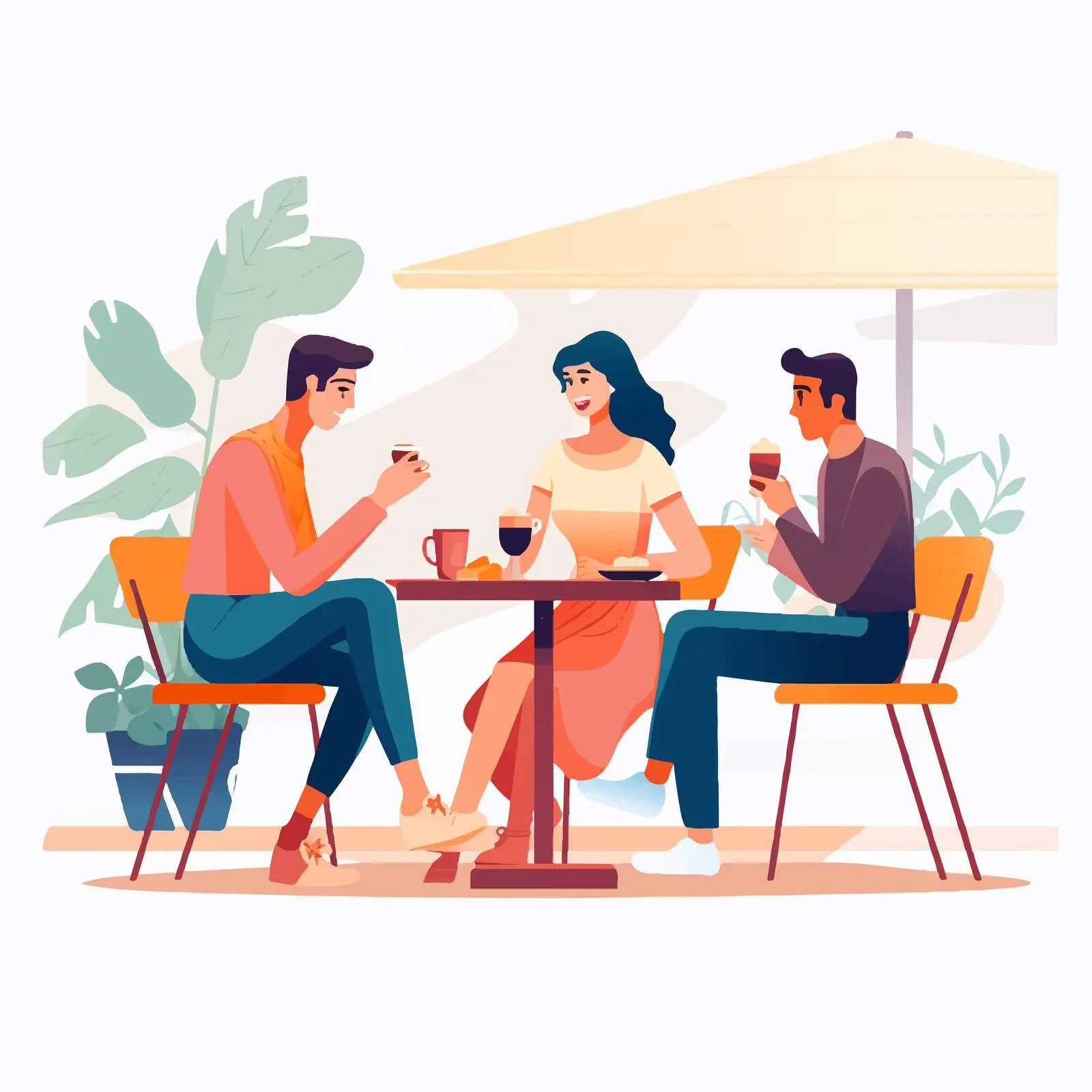 Cartoon People at Street Cafe Vector Illustration — free download from Dotvec