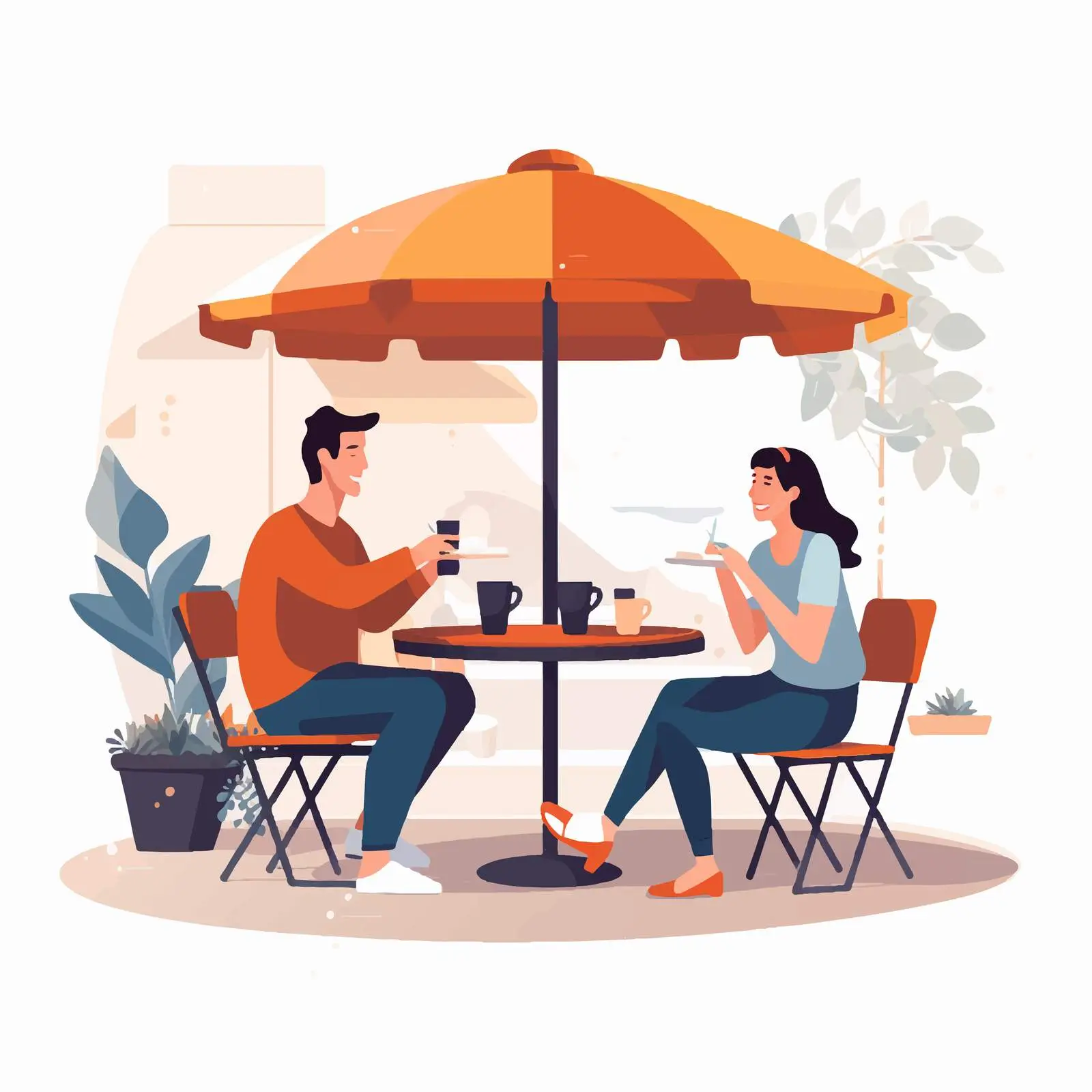 Cartoon People at Street Café Vector Illustration — free download from Dotvec