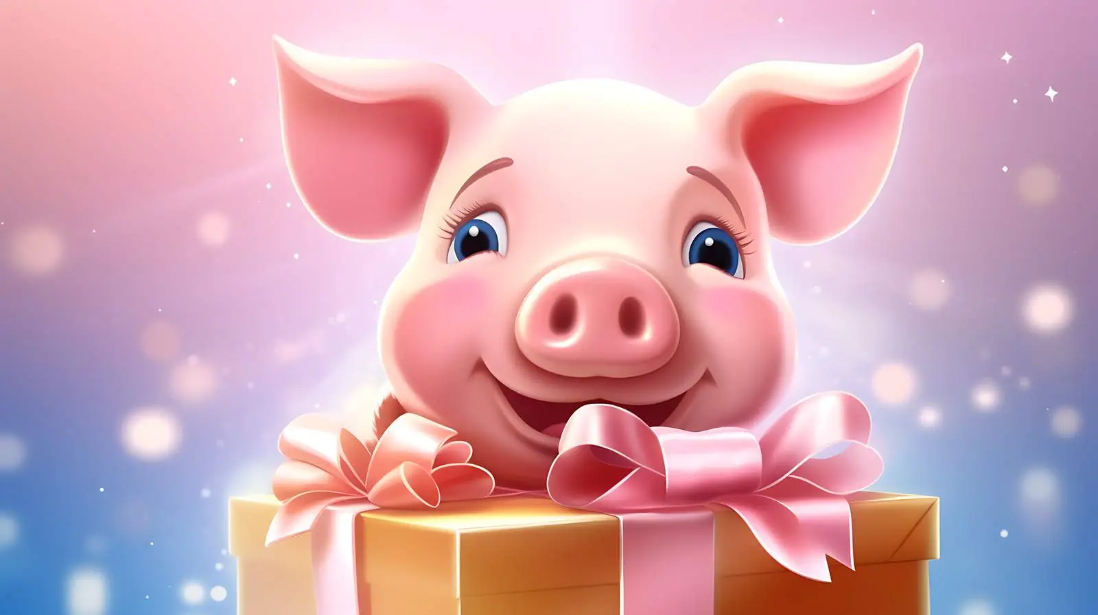 Festive Pig in Present Box Animation — free download from Dotvec