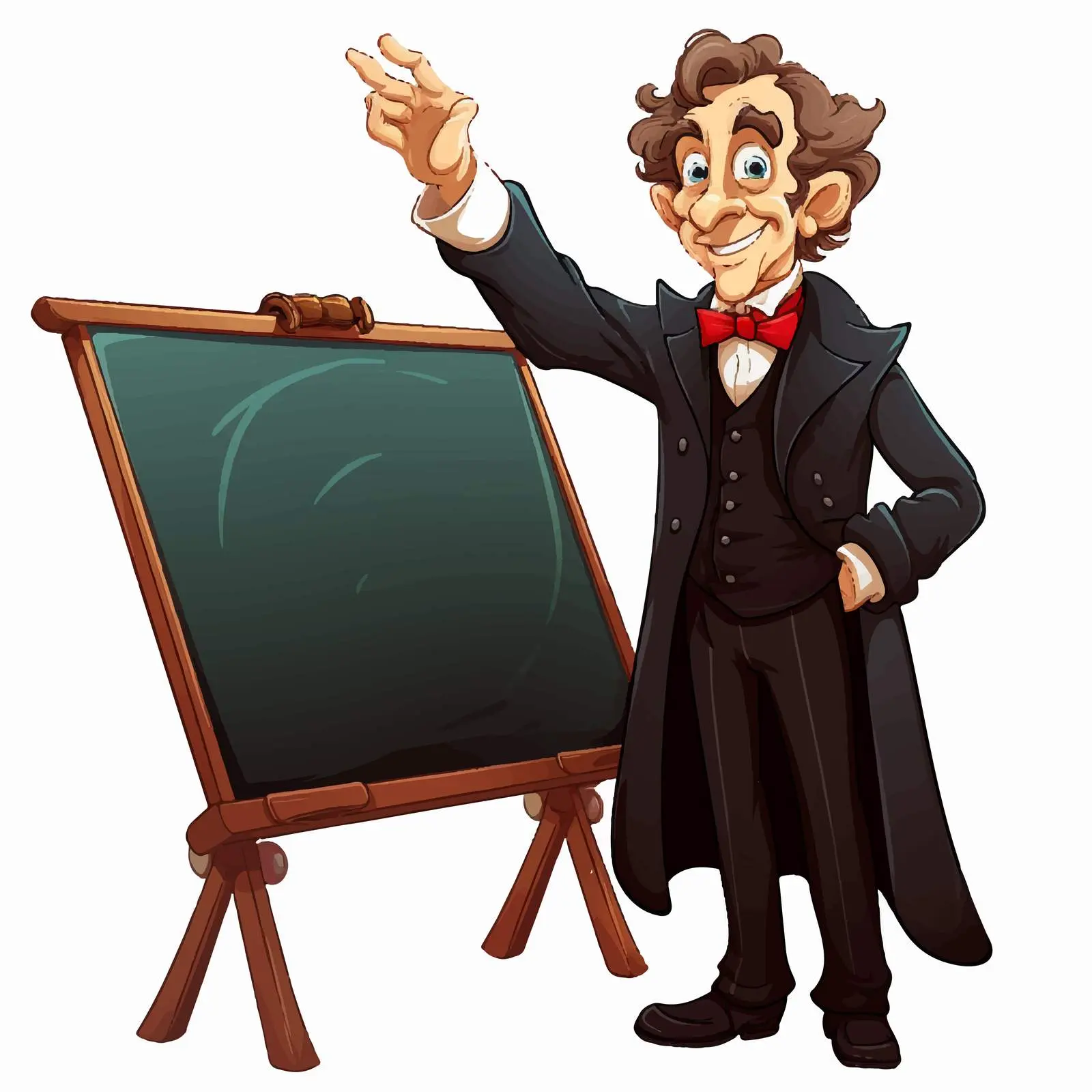 Cartoon Professor Pointing at Blackboard Vector – free lecture image from Dotvec