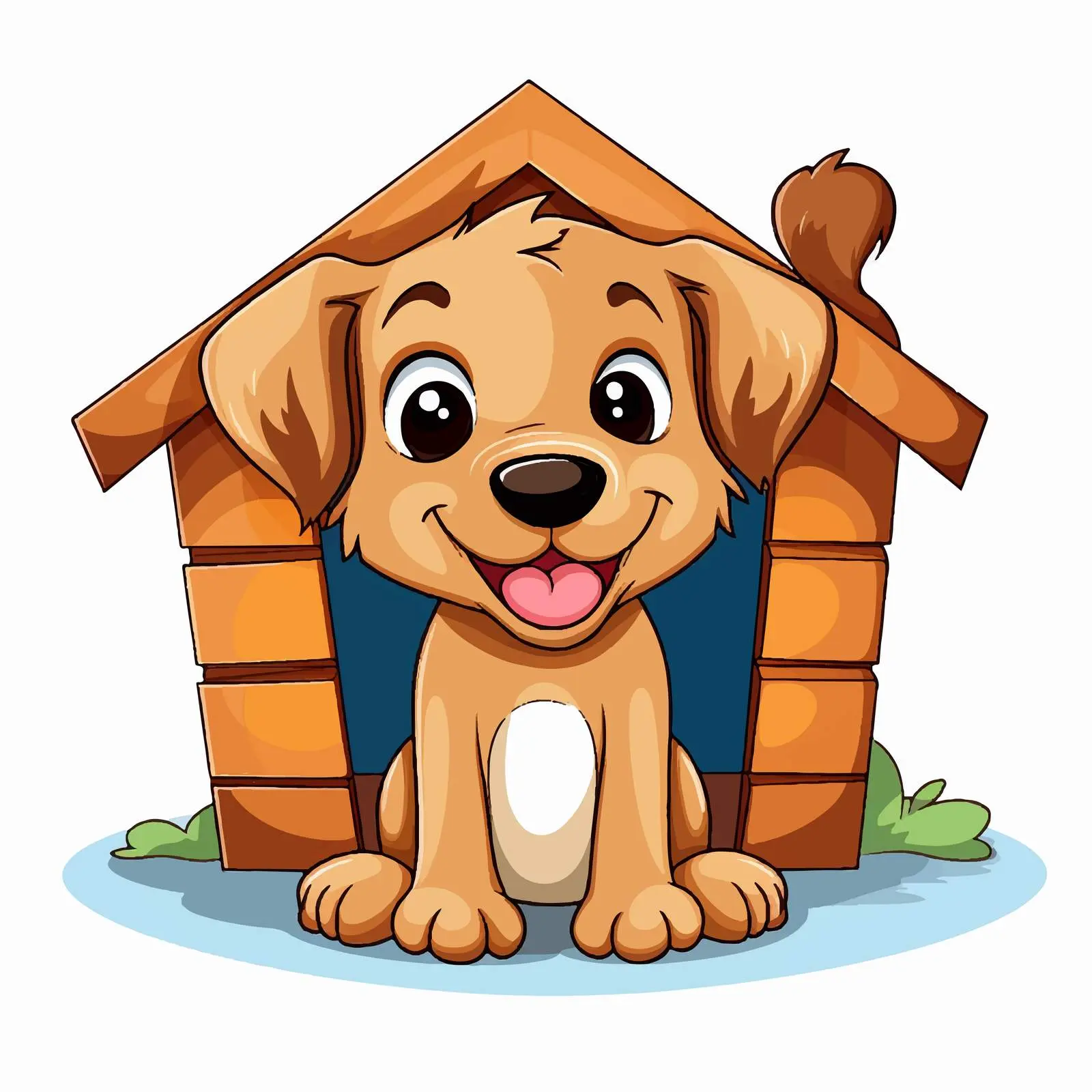 Cartoon Puppy with Colorful Doghouse Vector — free download from Dotvec