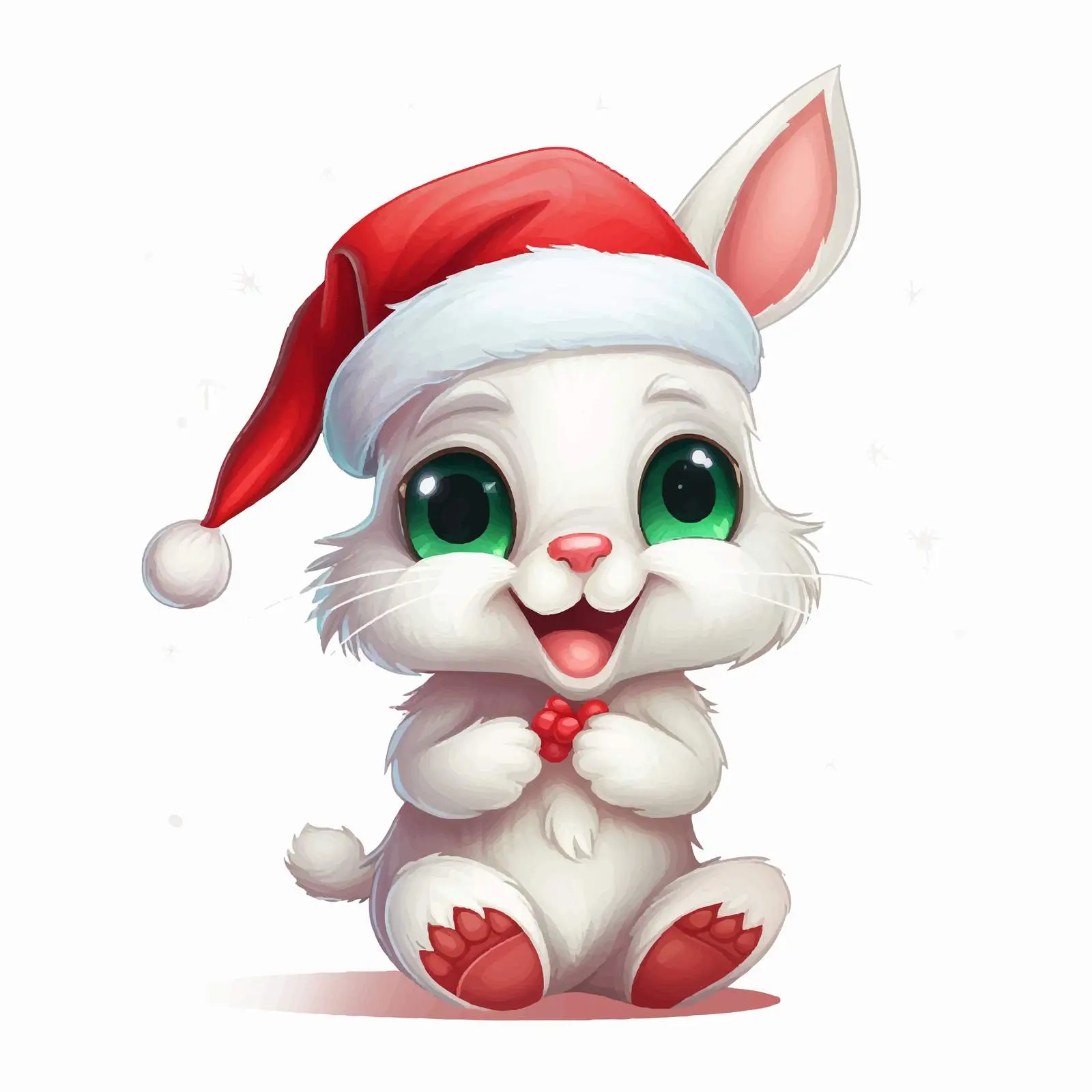 Cartoon Rabbit in Santa Hat with Red Nose — free download from Dotvec