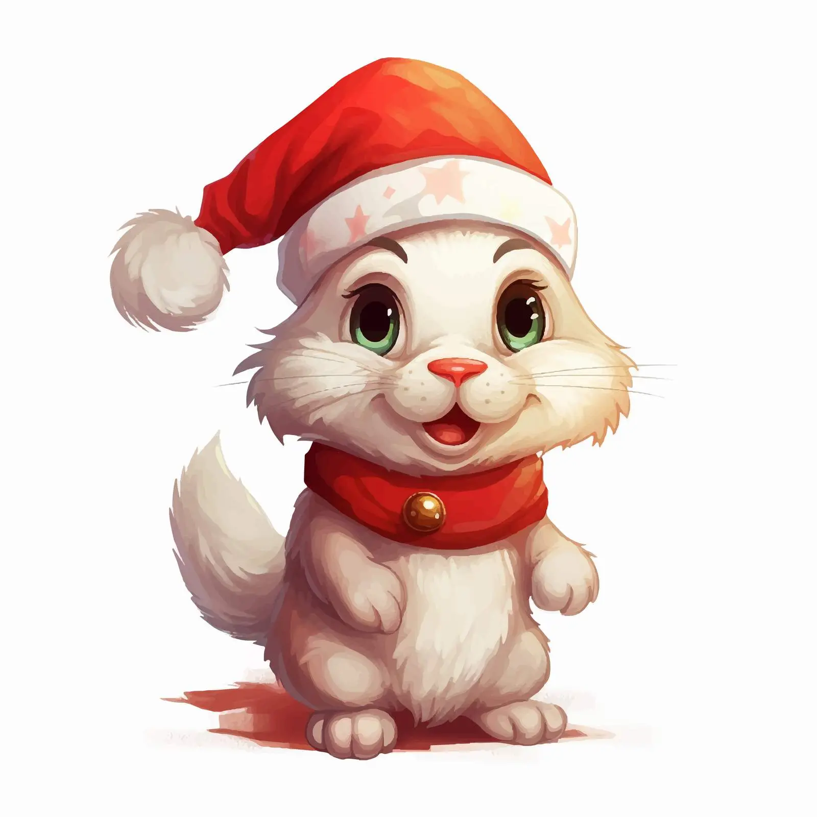 Cartoon Rabbit in Santa Hat with Red Nose — free download from Dotvec