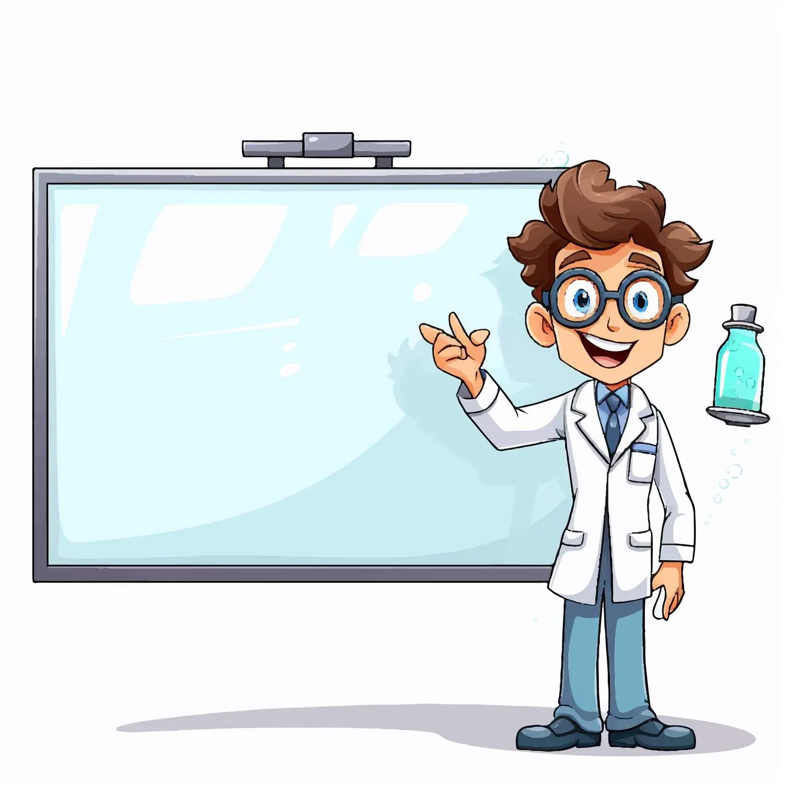 Cartoon Scientist with Flask and Whiteboard — free download from Dotvec
