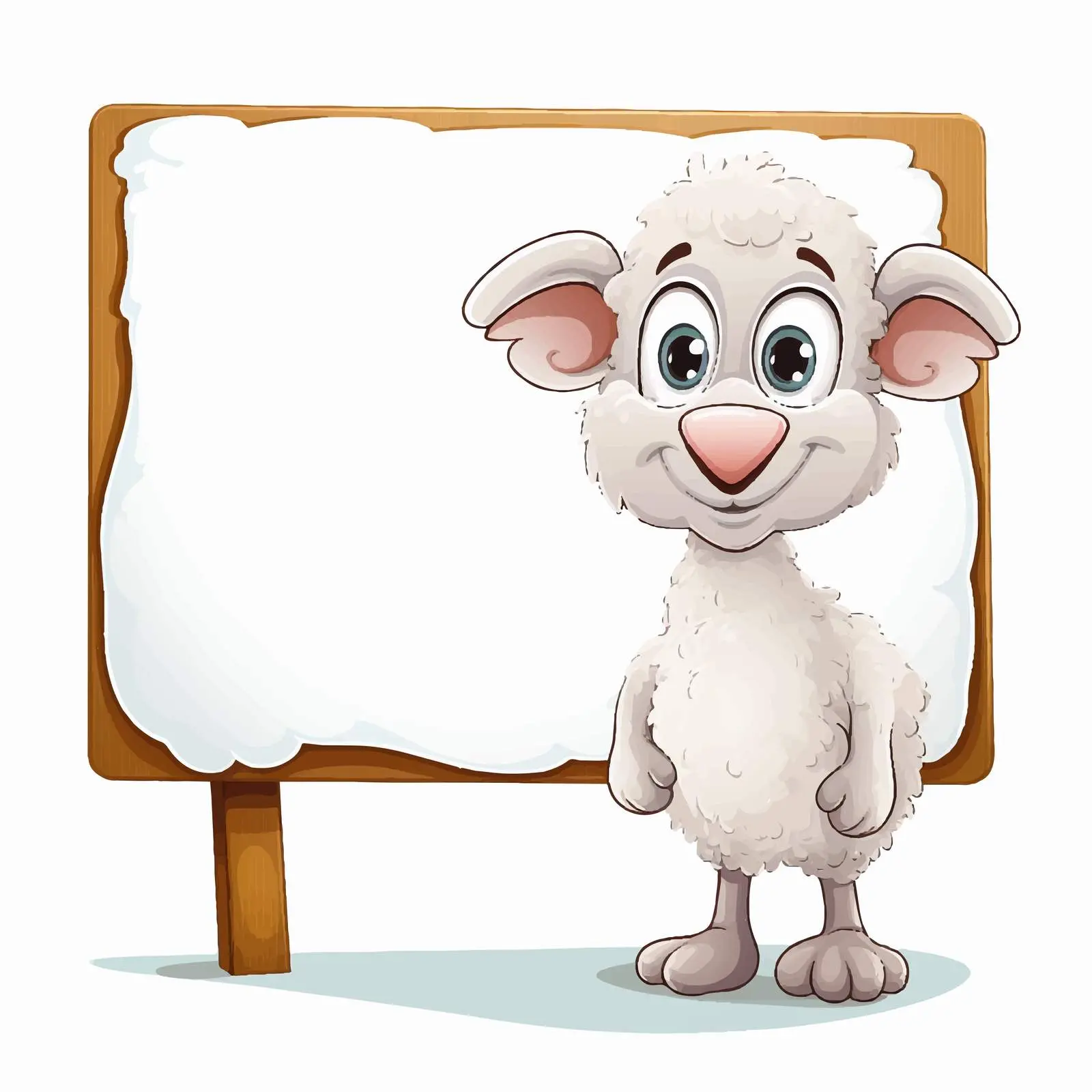 Cartoon Sheep Next to Blank Sign Vector — free download from Dotvec