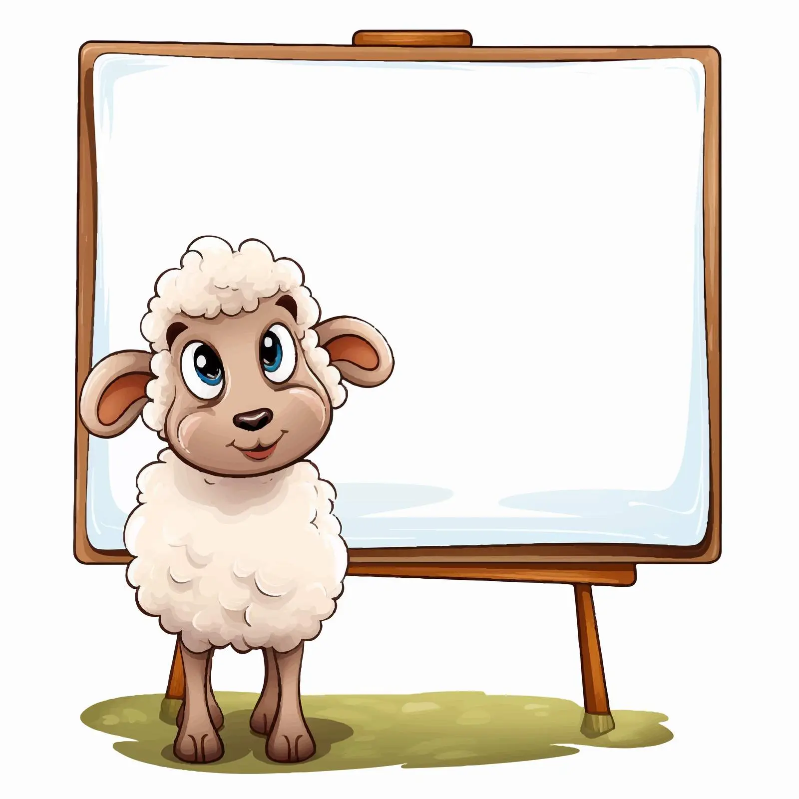 Cartoon Sheep Next to Blank Sign Vector — free download from Dotvec