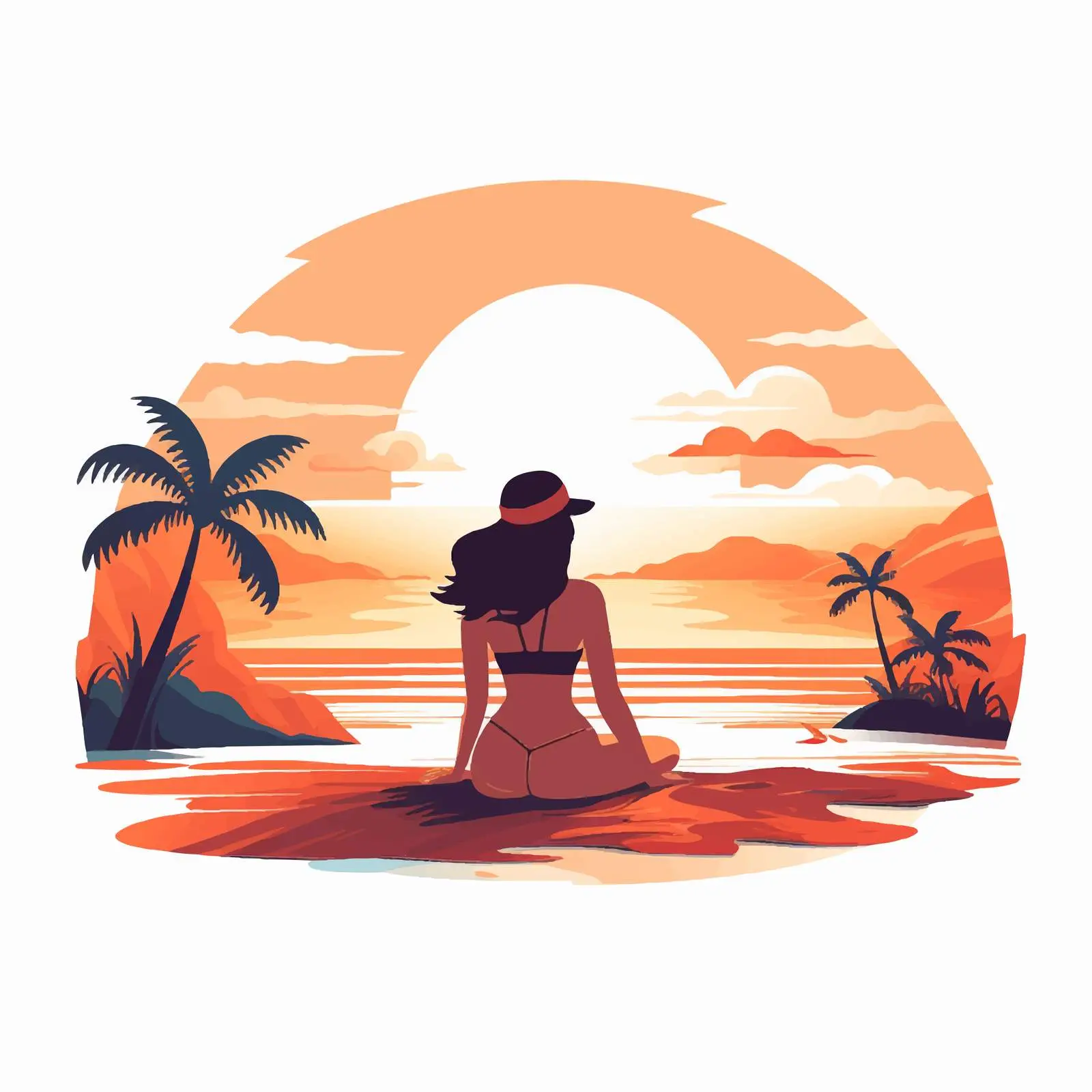 Woman Sunbathing on Beach Blanket Vector Art — free download from Dotvec