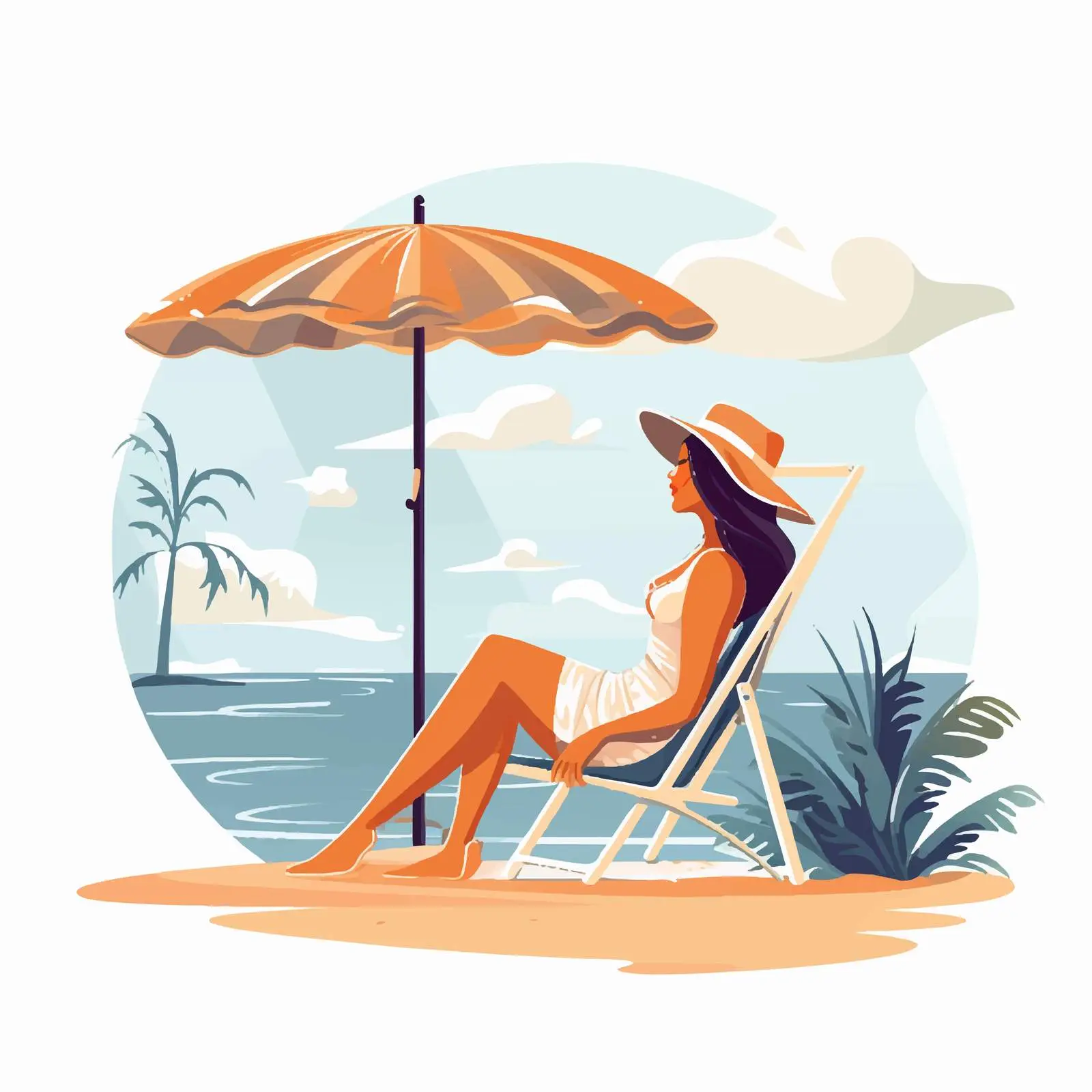 Woman Sunbathing on Beach Blanket Vector — free download from Dotvec