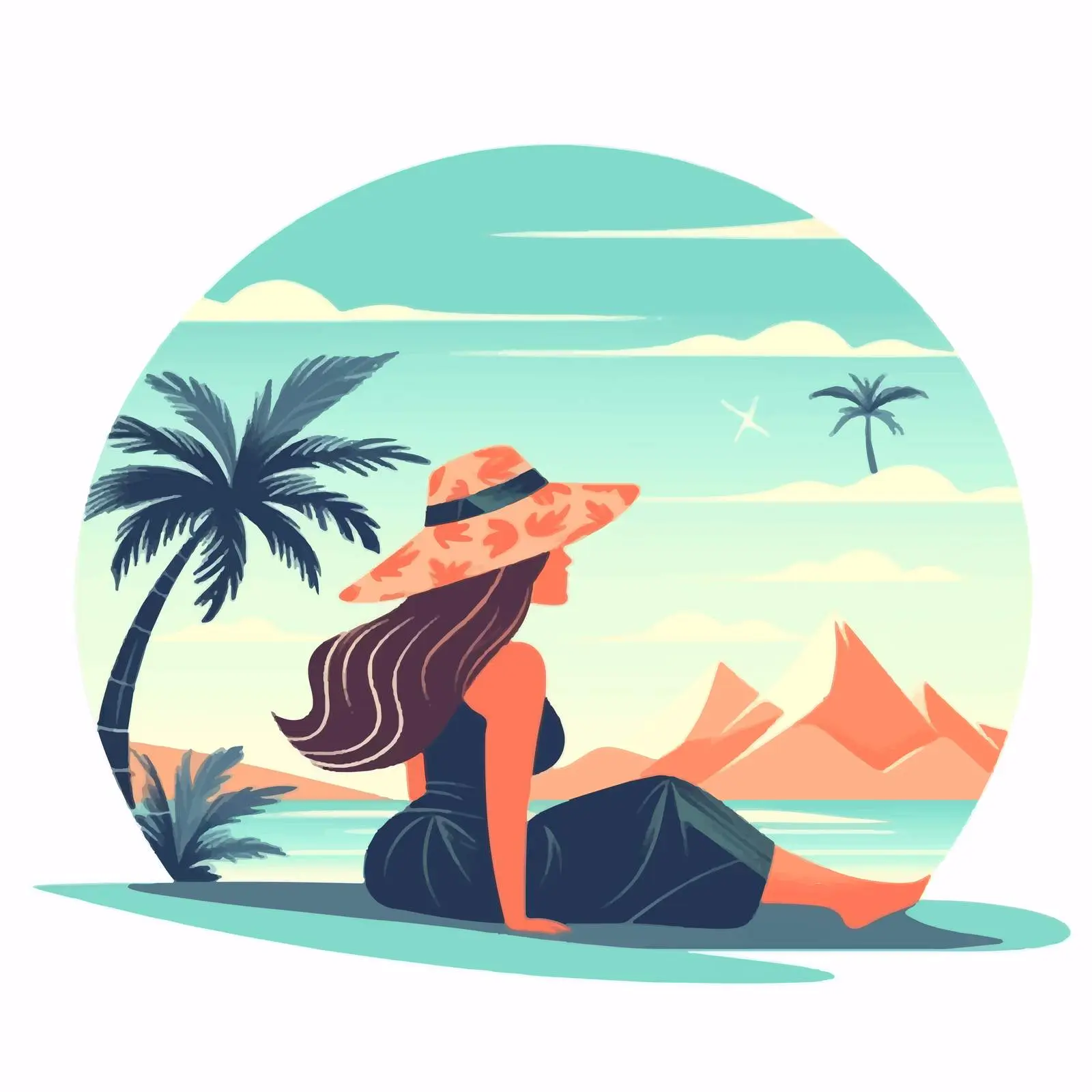 Woman Sunbathing on Beach Blanket Vector Art — free download from Dotvec