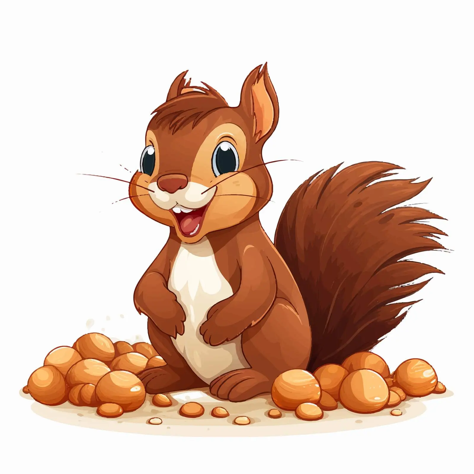 Squirrel Enjoying Nuts Vector Illustration – free small animals image from Dotvec