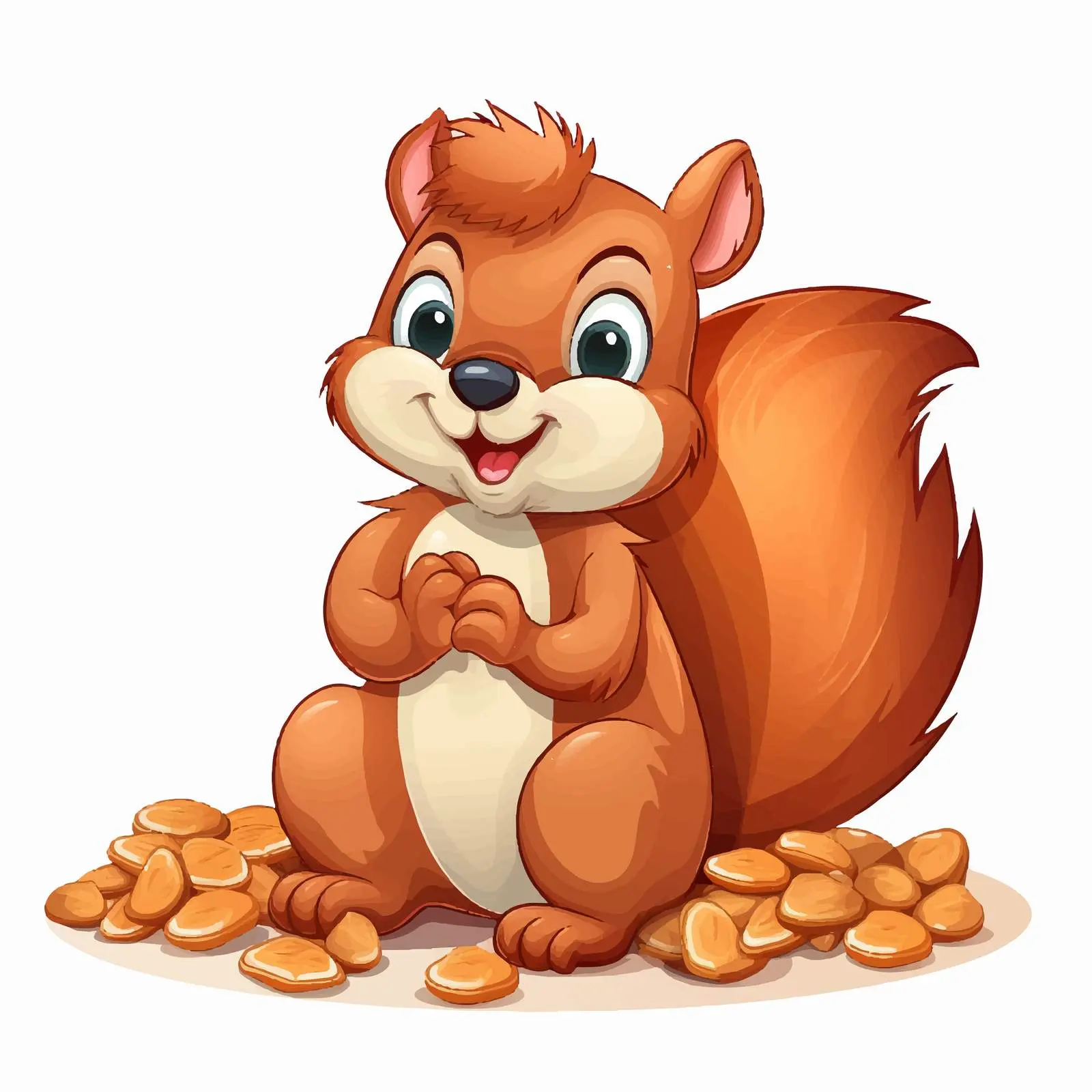 Squirrel Cartoon Enjoying Nuts Vector Illustration — free download from Dotvec