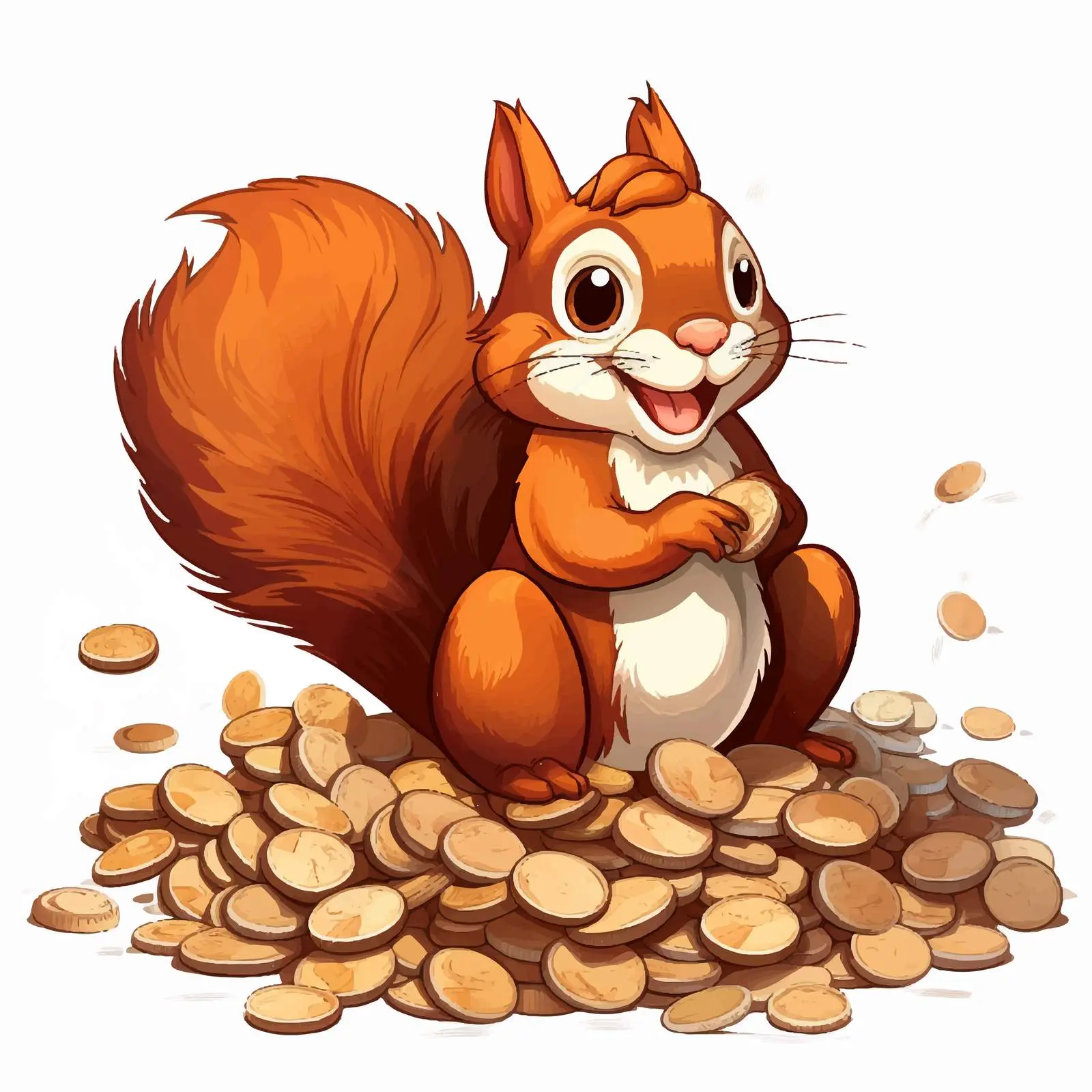 Squirrel Enjoying Nuts Vector Illustration — free download from Dotvec