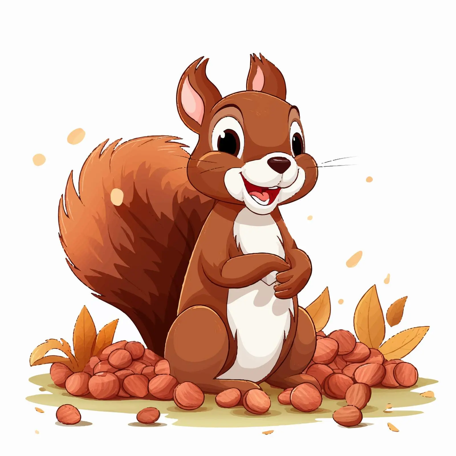 Squirrel Enjoying Nuts Vector Illustration — free download from Dotvec