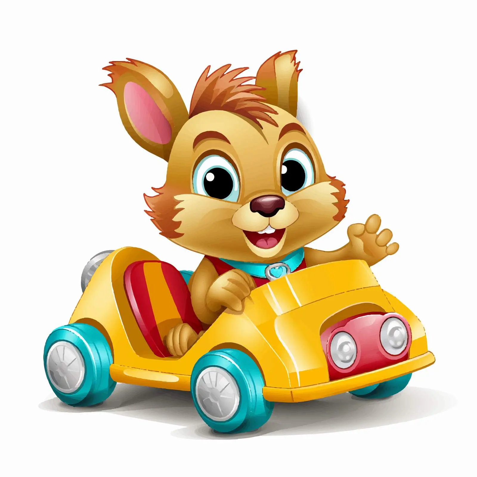 Colorful Cartoon Squirrel in Toy Car Vector — free download from Dotvec