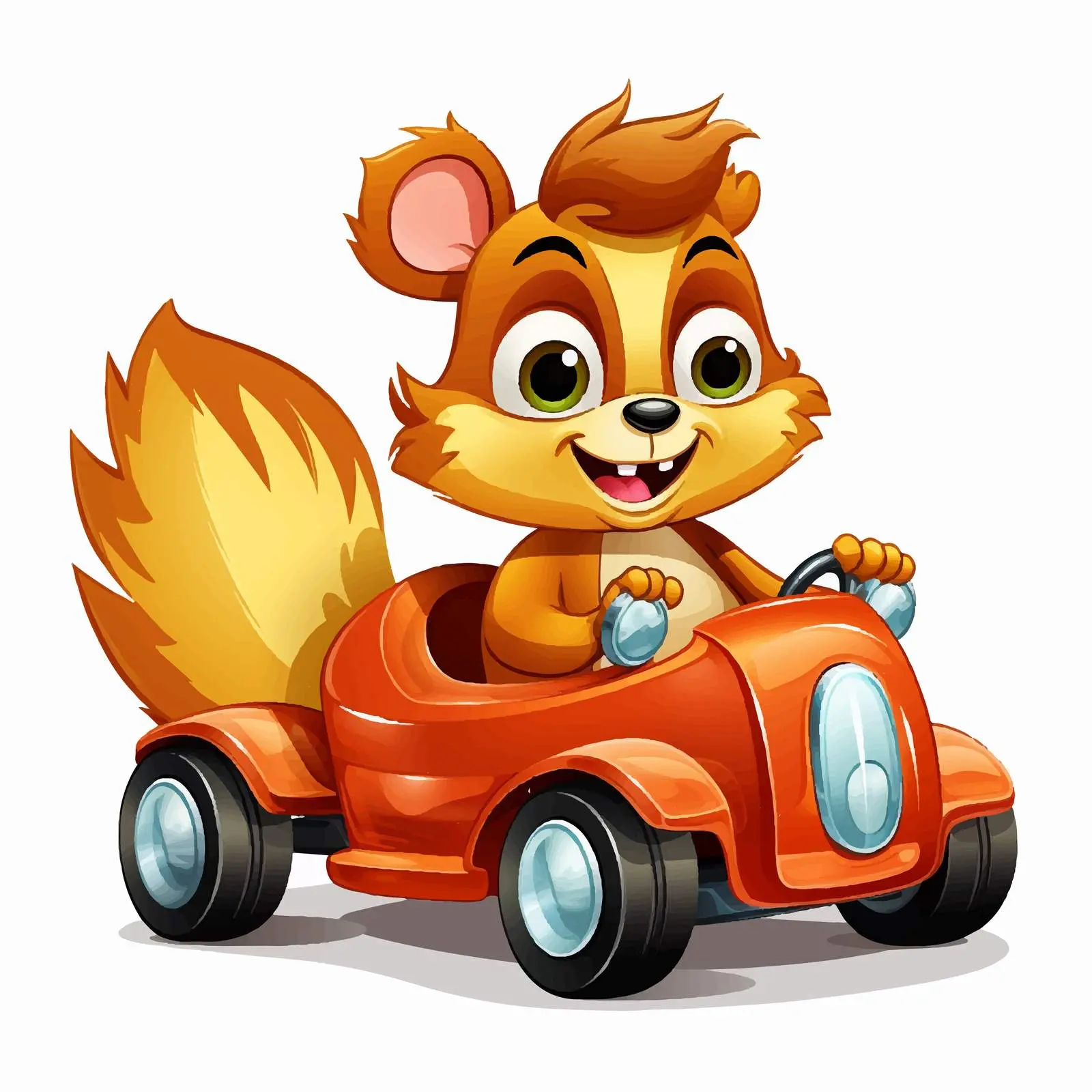Colorful Cartoon Squirrel in Toy Car Vector — free download from Dotvec