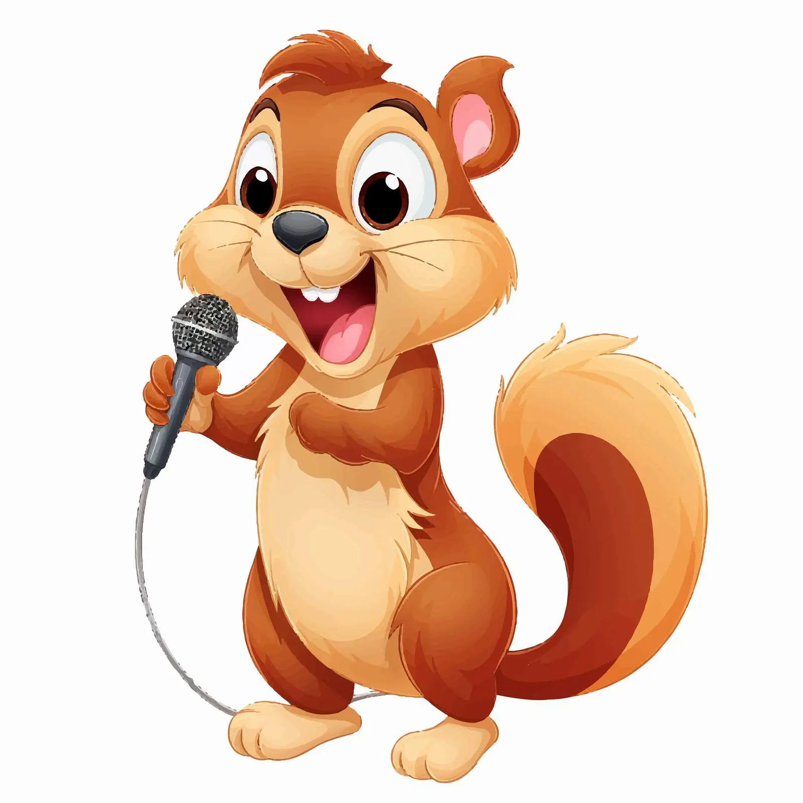 Happy Squirrel Singing with Microphone Vector Art – free microphone image from Dotvec
