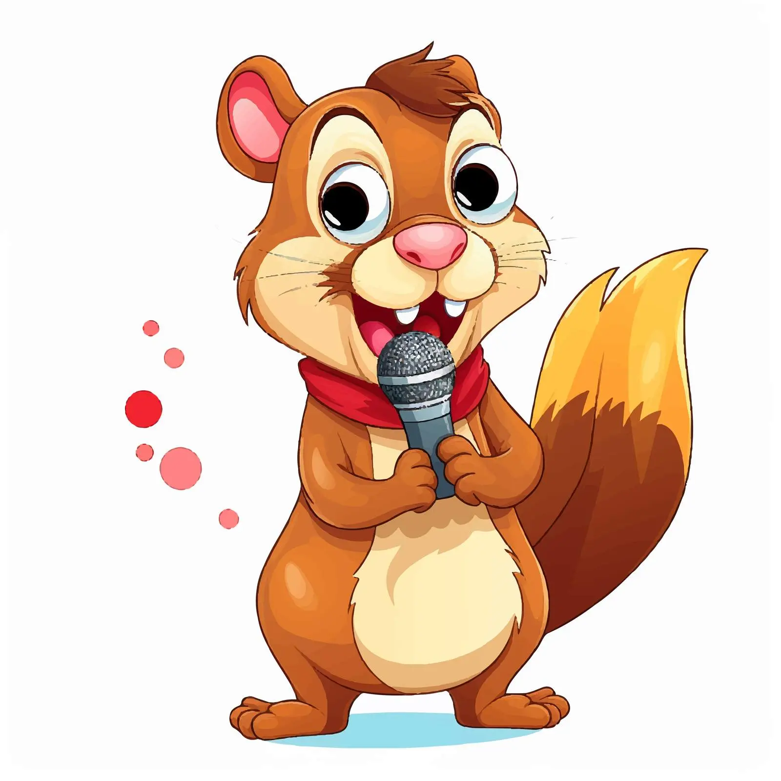 Happy Cartoon Squirrel Singing with Microphone – free microphone image from Dotvec
