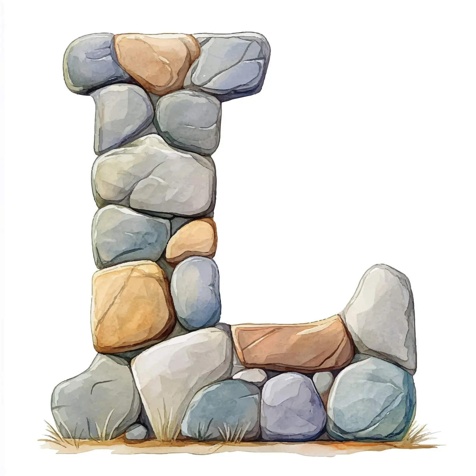 Hand-Drawn Watercolor Stone Alphabet Vectors — free download from Dotvec