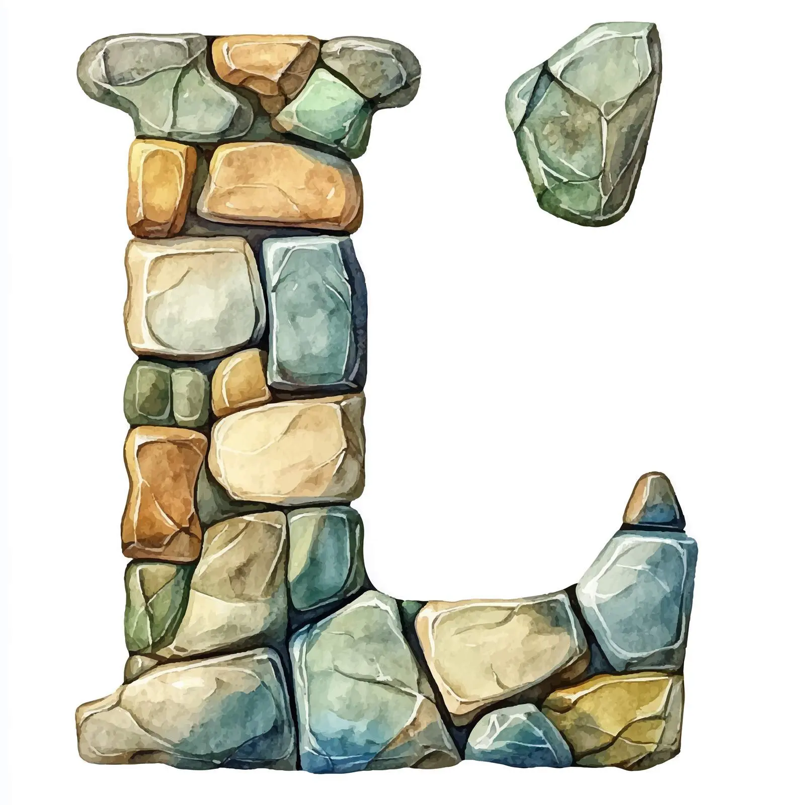 Hand-Drawn Stone Alphabet Watercolor Illustration — free download from Dotvec