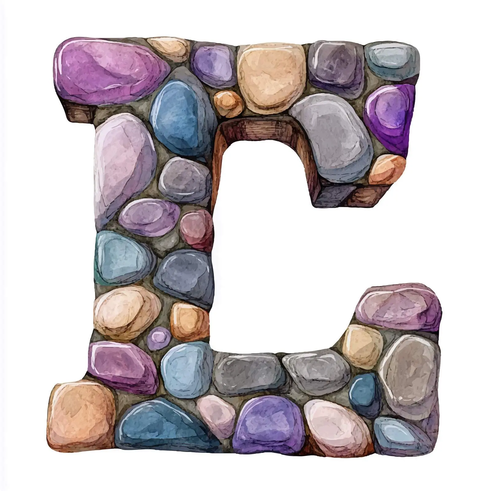 Hand-Drawn Watercolor Stone Alphabet Vectors – free creative lettering image from Dotvec