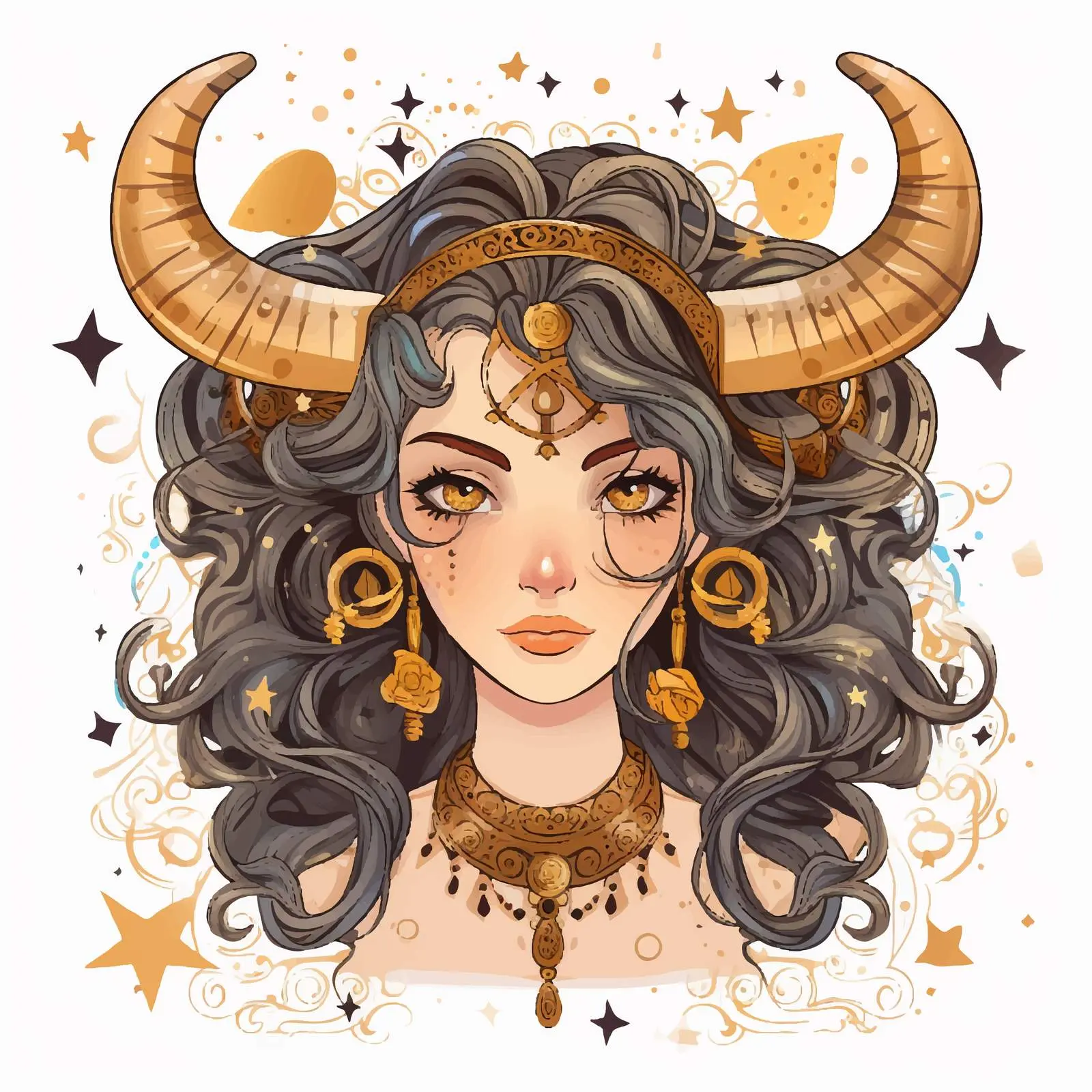 Taurus Zodiac Girl Cartoon Vector Decoration — free download from Dotvec