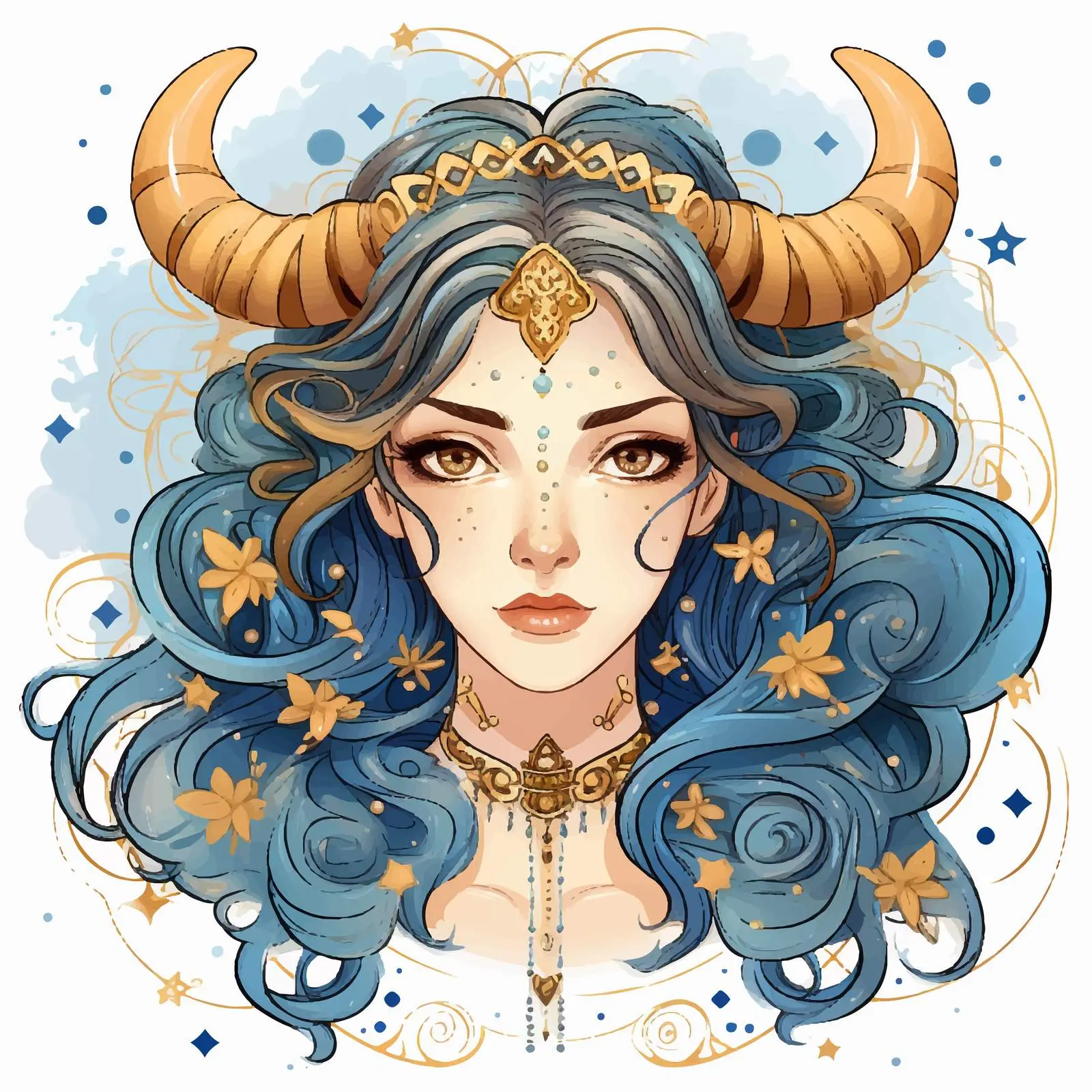 Taurus Girl Zodiac Sign Cartoon Decoration — free download from Dotvec