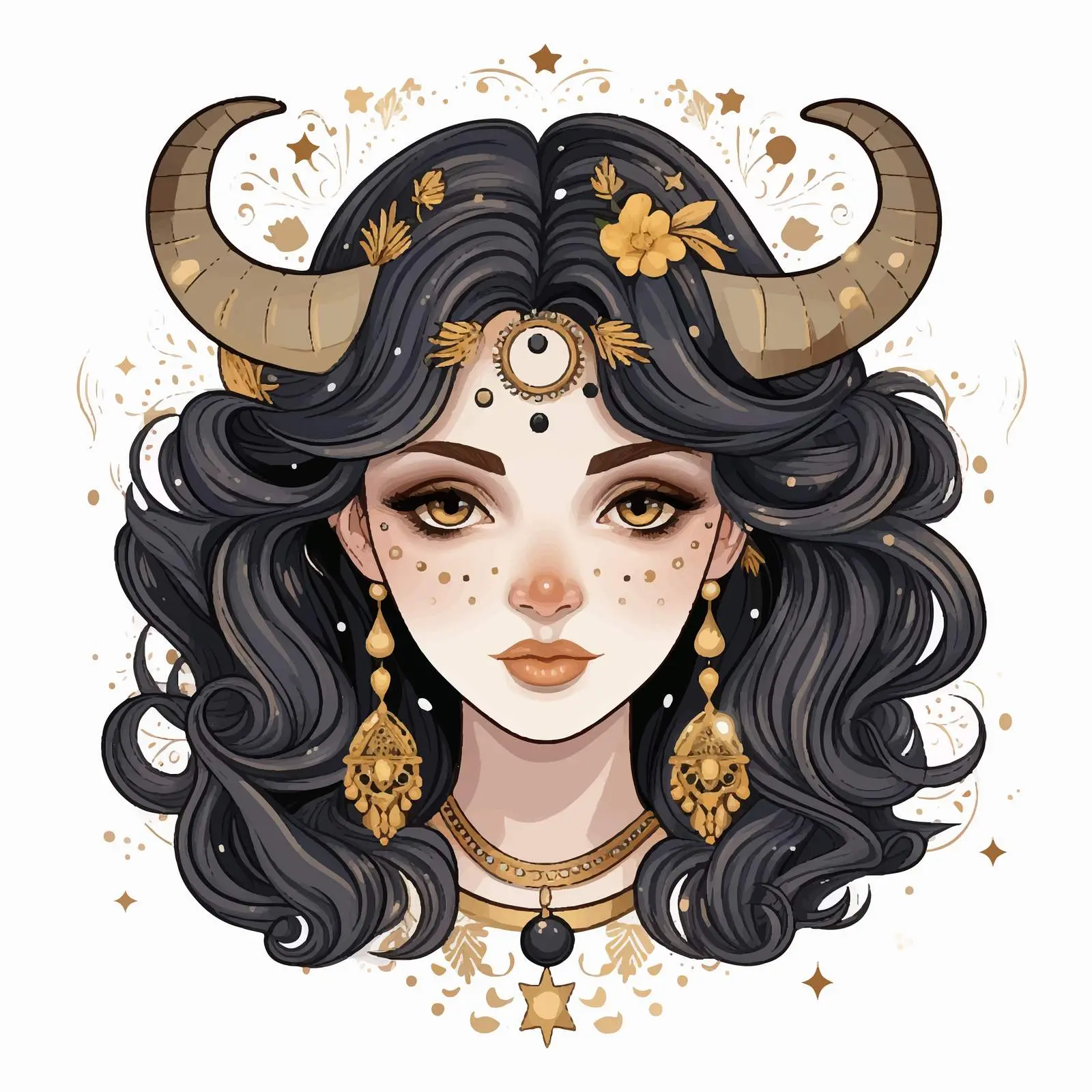 Taurus Girl Zodiac Sign Cartoon Decoration — free download from Dotvec