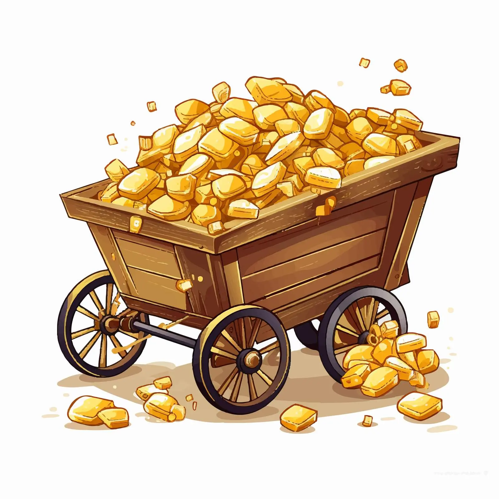 Cartoon Treasure Cart Loaded with Gold Bars – free bars image from Dotvec