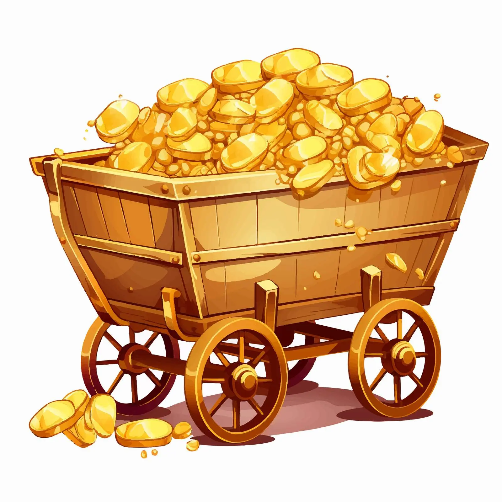 Cartoon Treasure Cart Loaded with Gold Bars – free bars image from Dotvec
