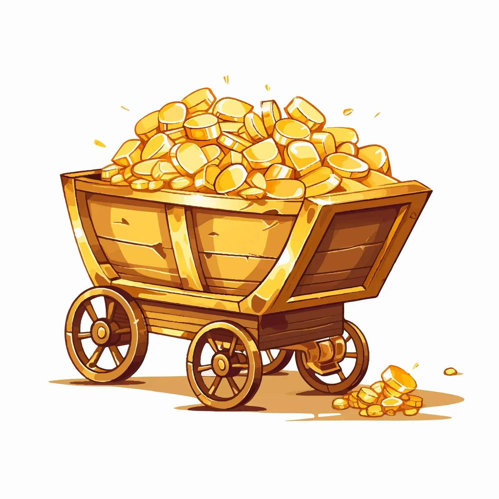 Cartoon Treasure Cart Filled with Gold Bars – free bars image from Dotvec