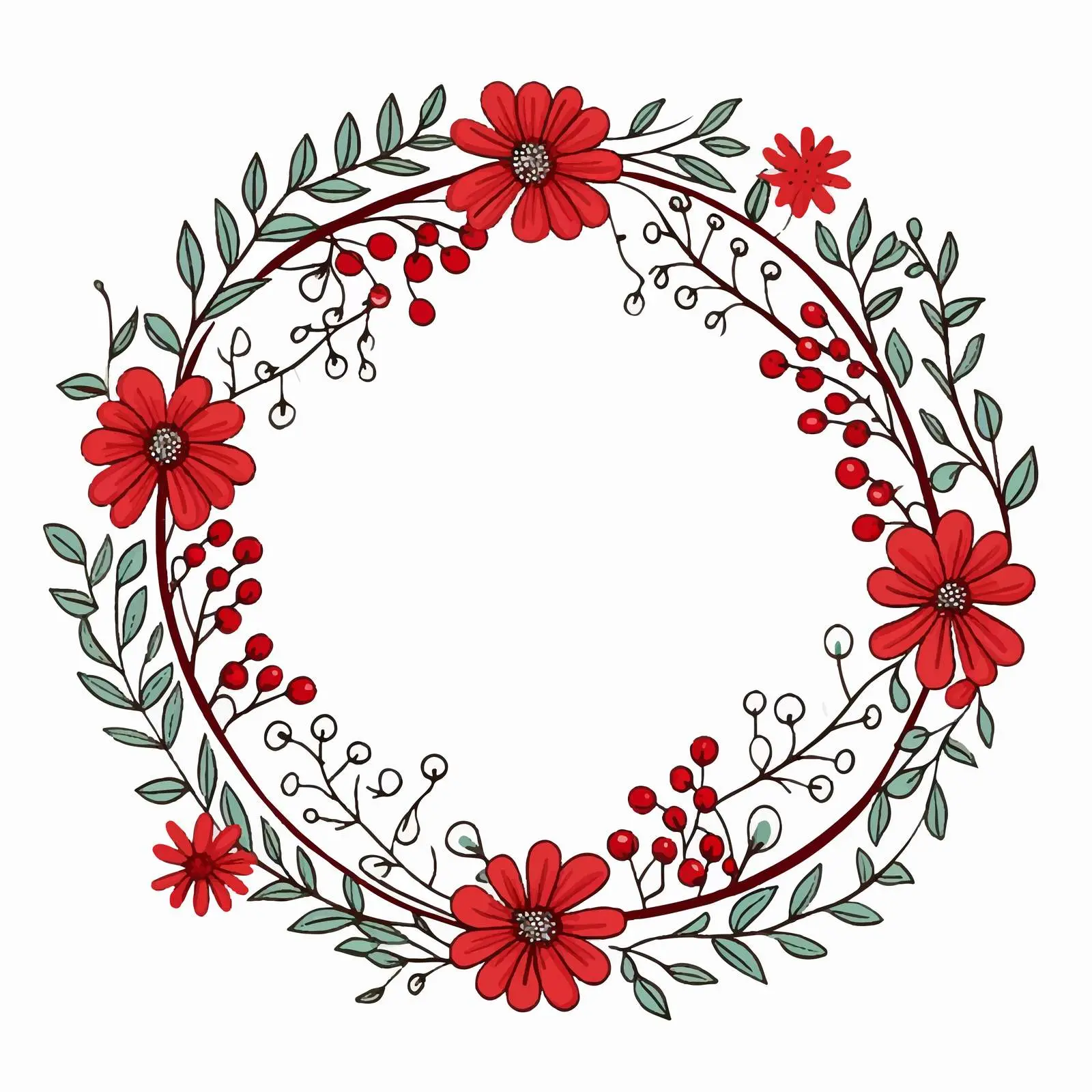 Red Round Flower Pattern Vector Illustration — free download from Dotvec