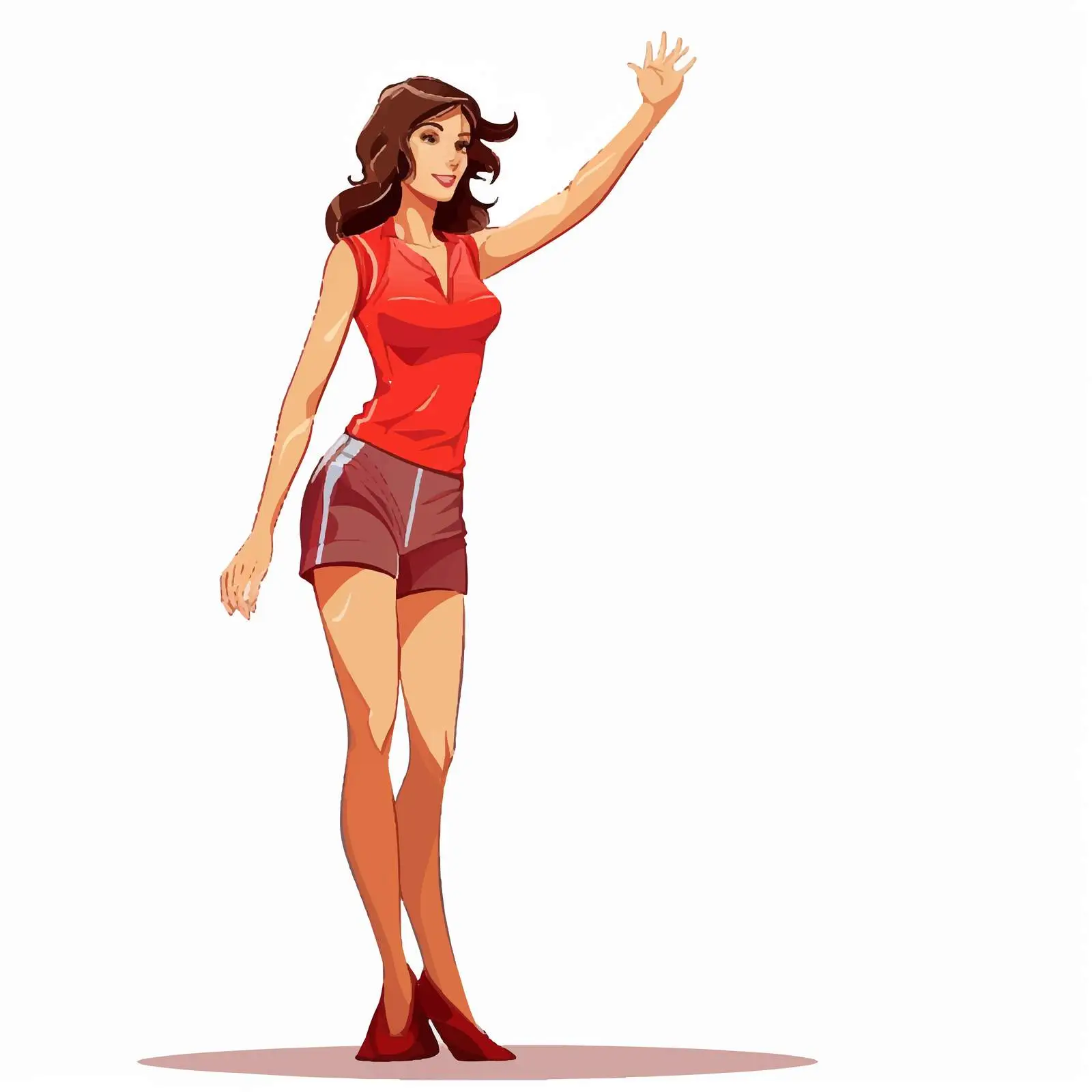 Cartoon Woman in Red Bikini Raising Hand — free download from Dotvec