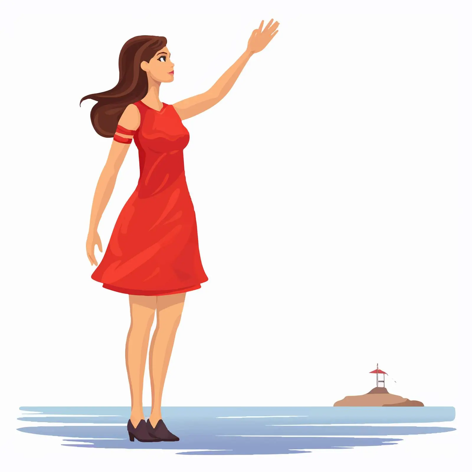 Woman in Red Bikini Vector Illustration – free hand raised image from Dotvec