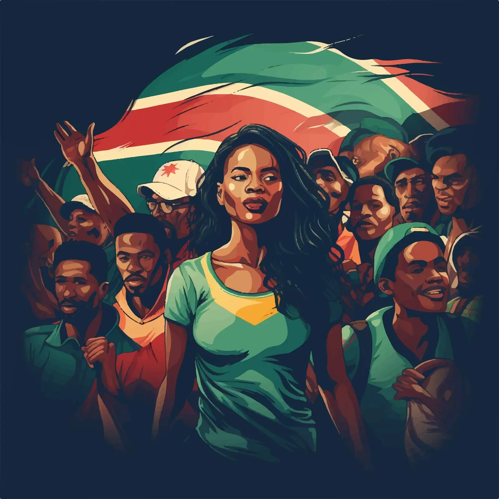 Diverse Crowd with South Africa Flag Vectors – free globalization image from Dotvec