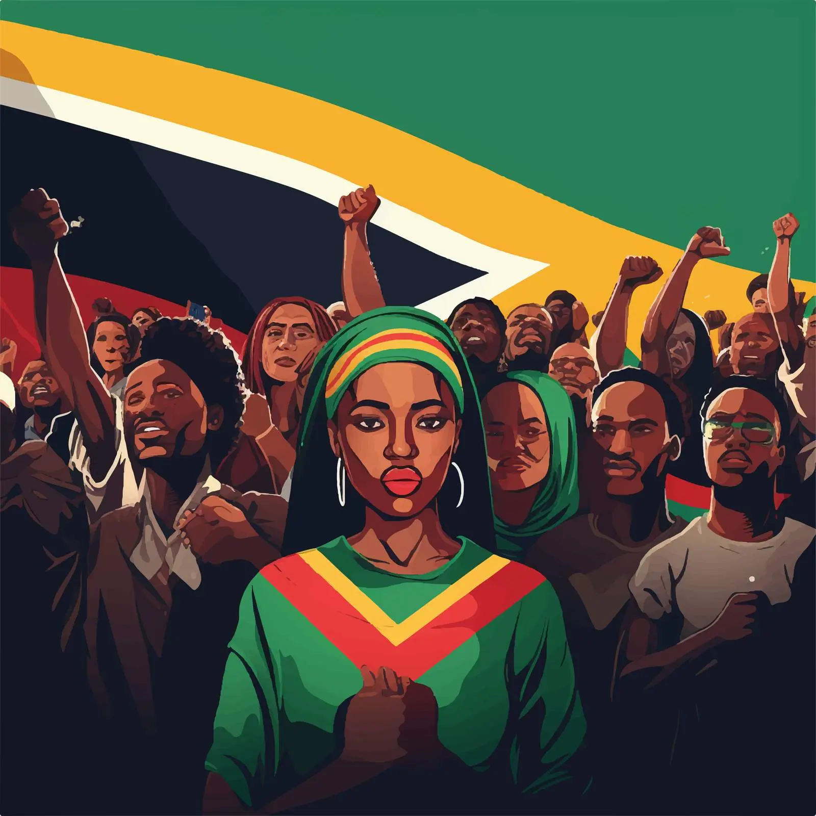 Diverse Crowd of People with South African Flag — free download from Dotvec