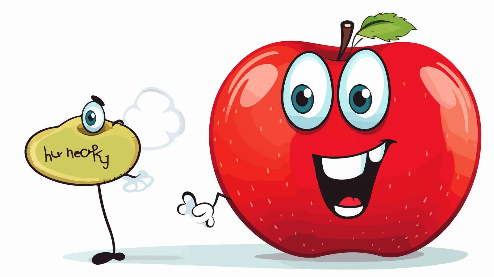 Whimsical Apple with Worm and Speech — free download from Dotvec