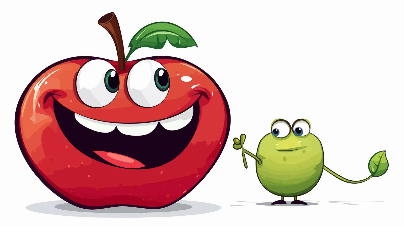 Friendly Cartoon Apple with Worm and Speech Bubble — free download from Dotvec
