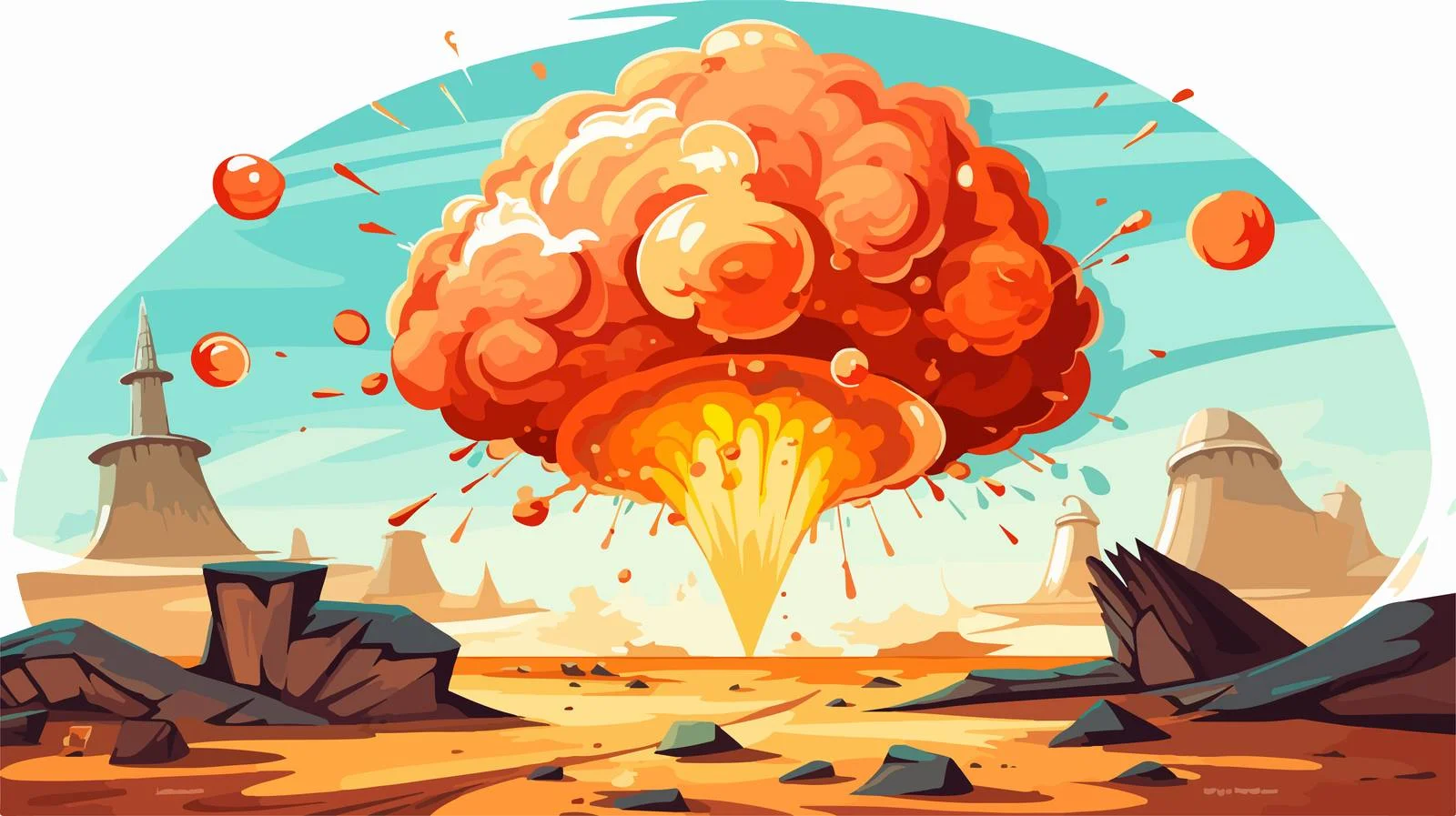 Cartoon Atom Bomb Stock Illustration — free download from Dotvec