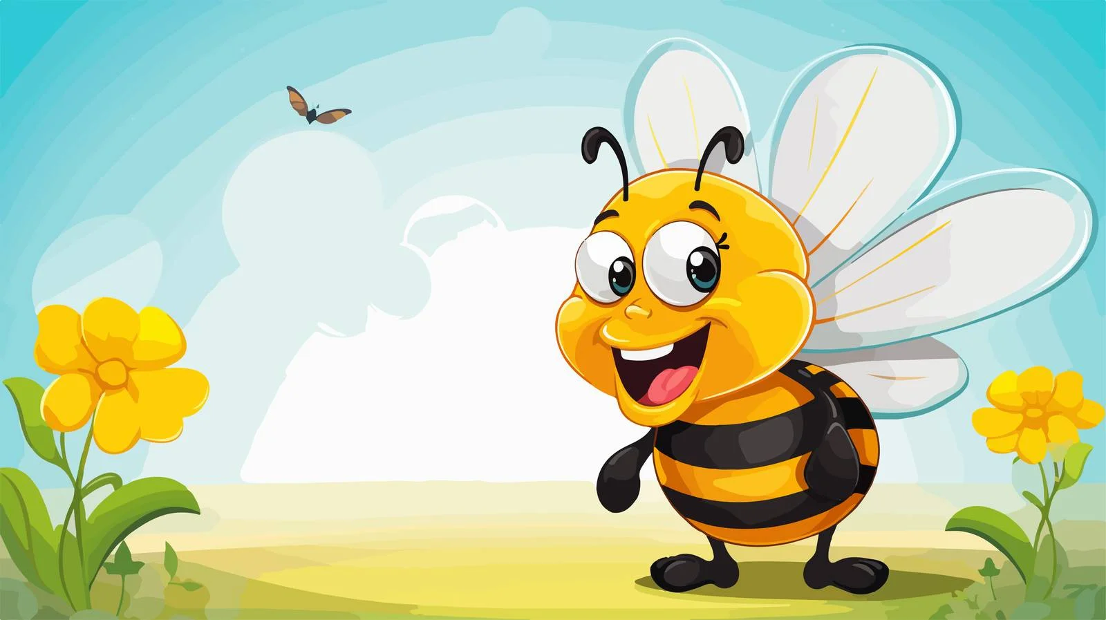 Friendly Bee with Speech Bubble Illustration — free download from Dotvec