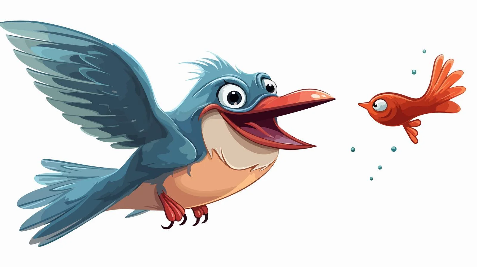 Cartoon Bird Catching Fish Illustration — free download from Dotvec