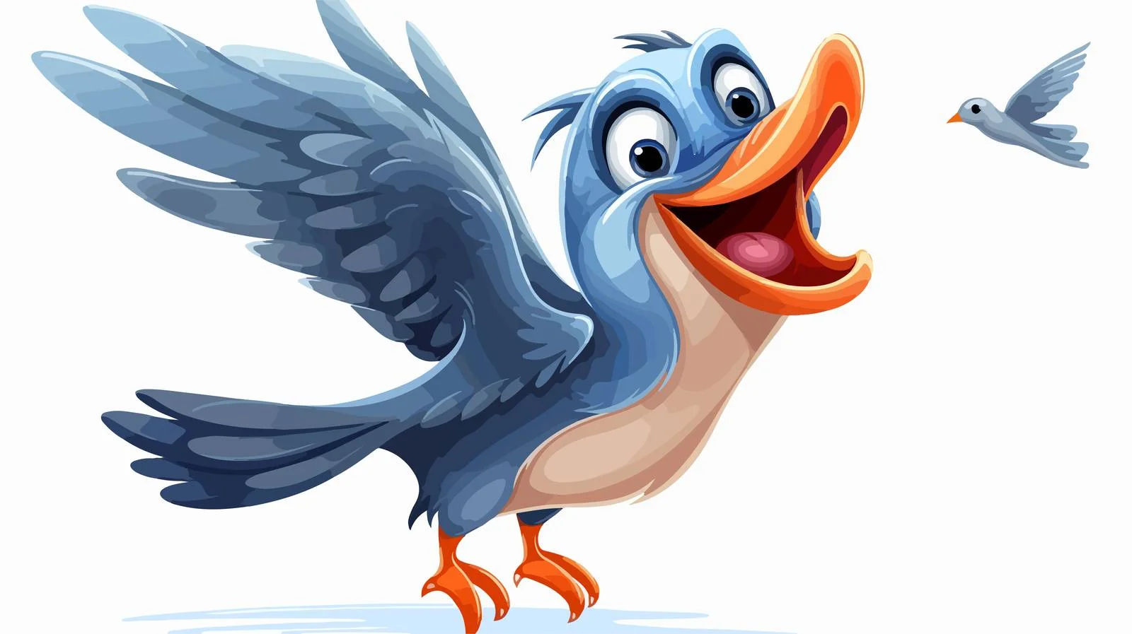 Cartoon Bird Catching Fish Illustration — free download from Dotvec