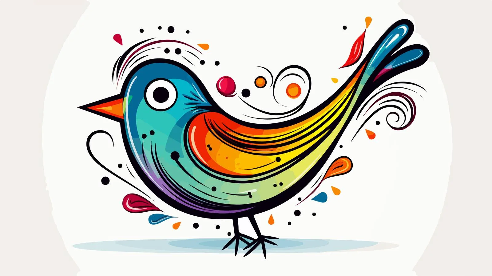 Playful Bird Cartoon Illustration — free download from Dotvec