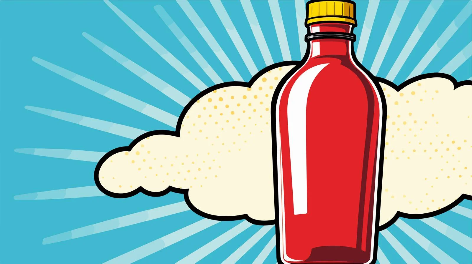 Animated Bottle with Retro Speech Bubble — free download from Dotvec