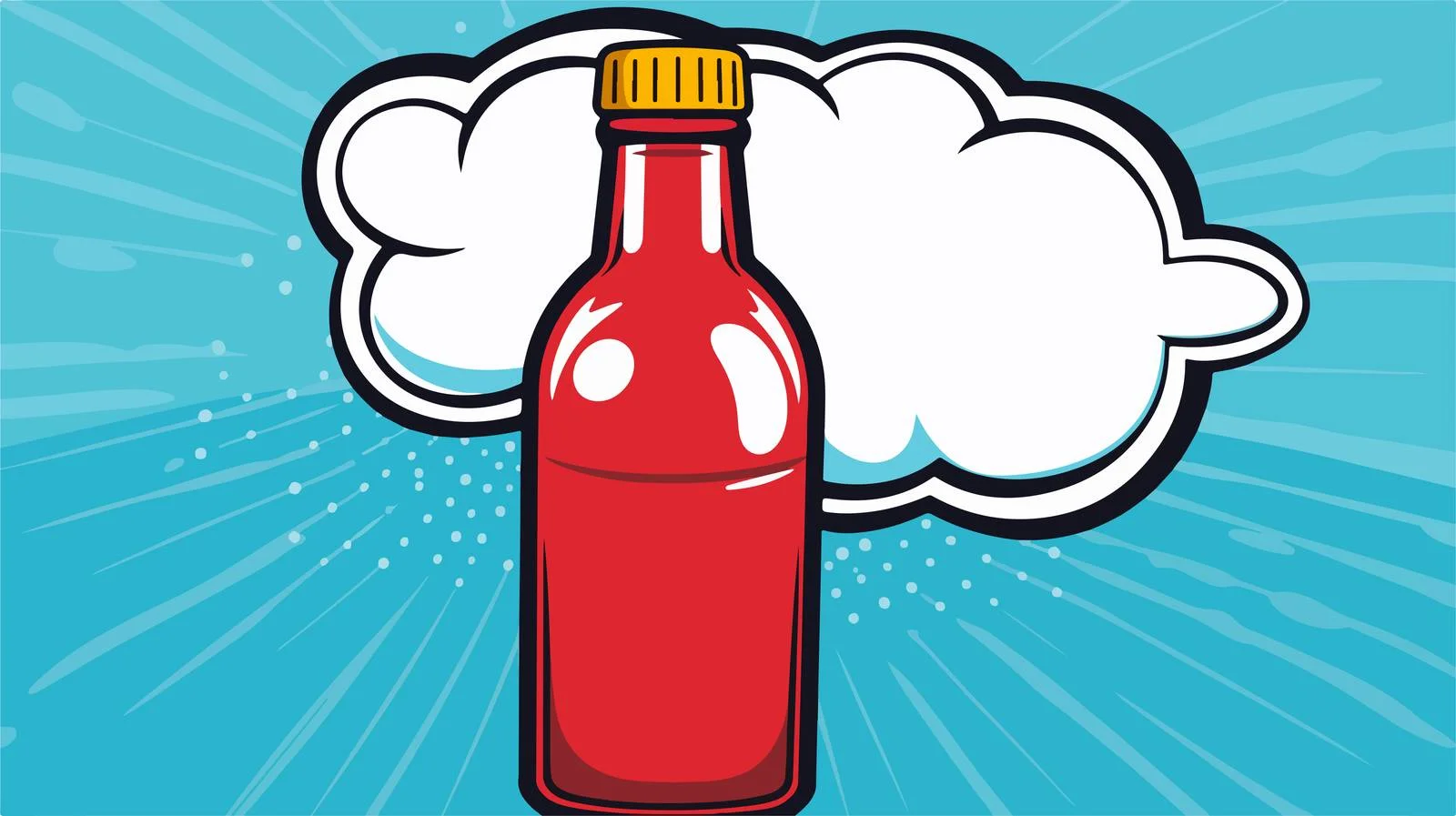 Whimsical Bottle with Retro Speech Bubble — free download from Dotvec