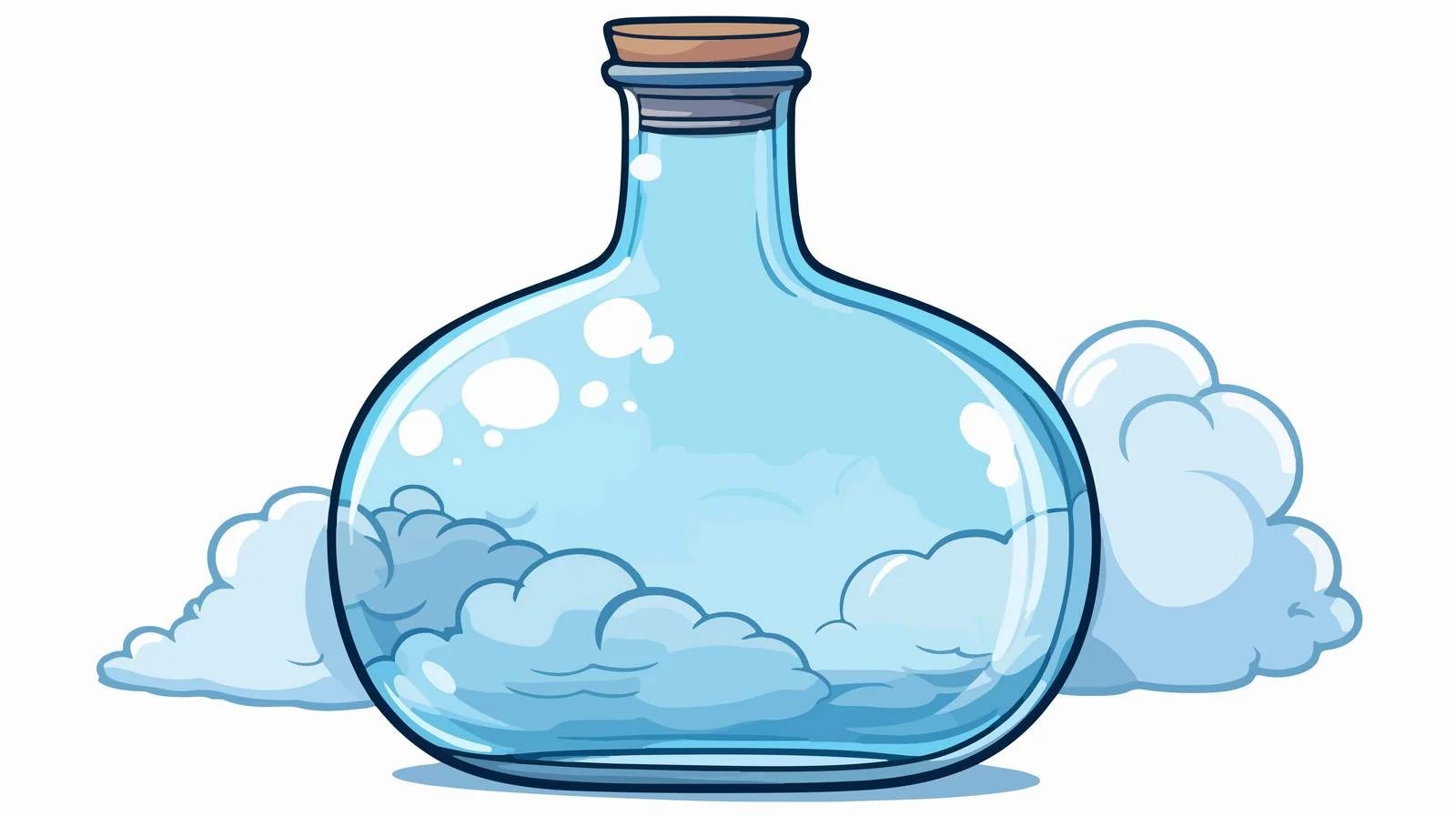 Cartoon Bottle with Thought Bubble Illustration — free download from Dotvec