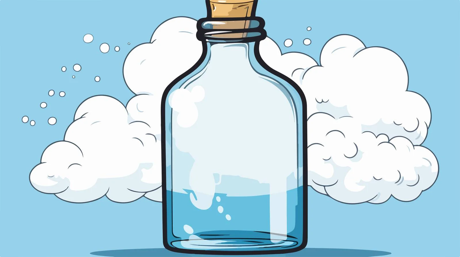 Cartoon Bottle with Thought Bubble Illustration — free download from Dotvec