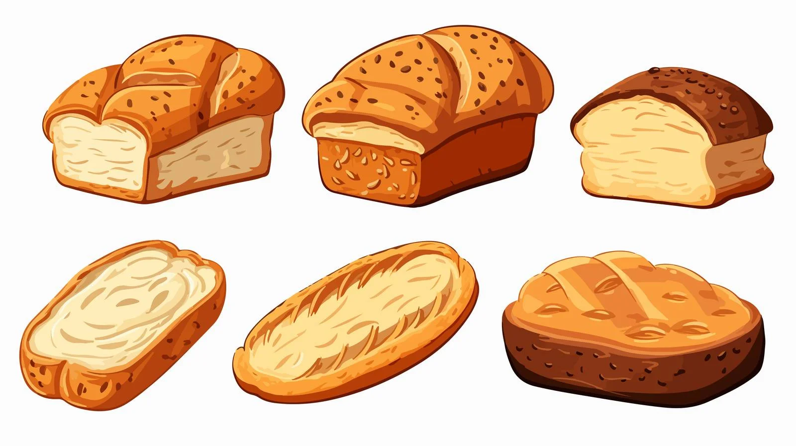 Cartoon Bread Stock Vector Illustration — free download from Dotvec