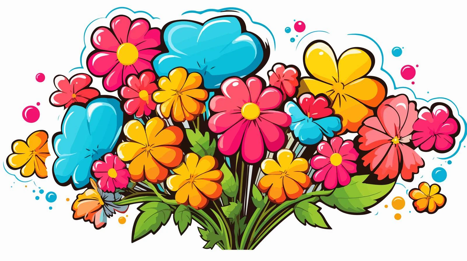Whimsical Flowers with Thought Bubble Comic — free download from Dotvec