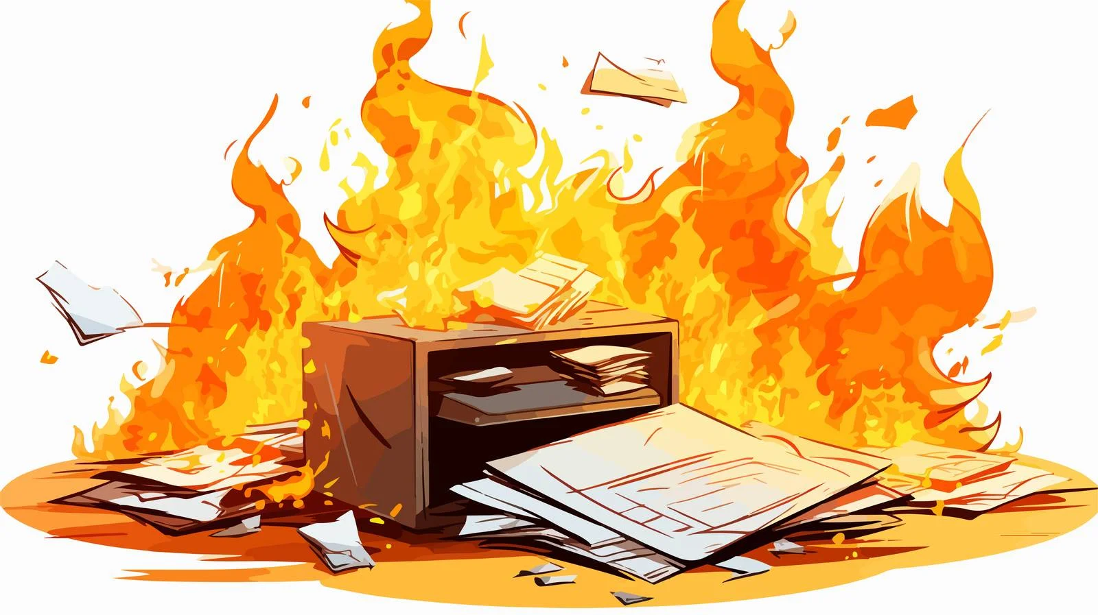 Illustration: Burning Business Files — free download from Dotvec