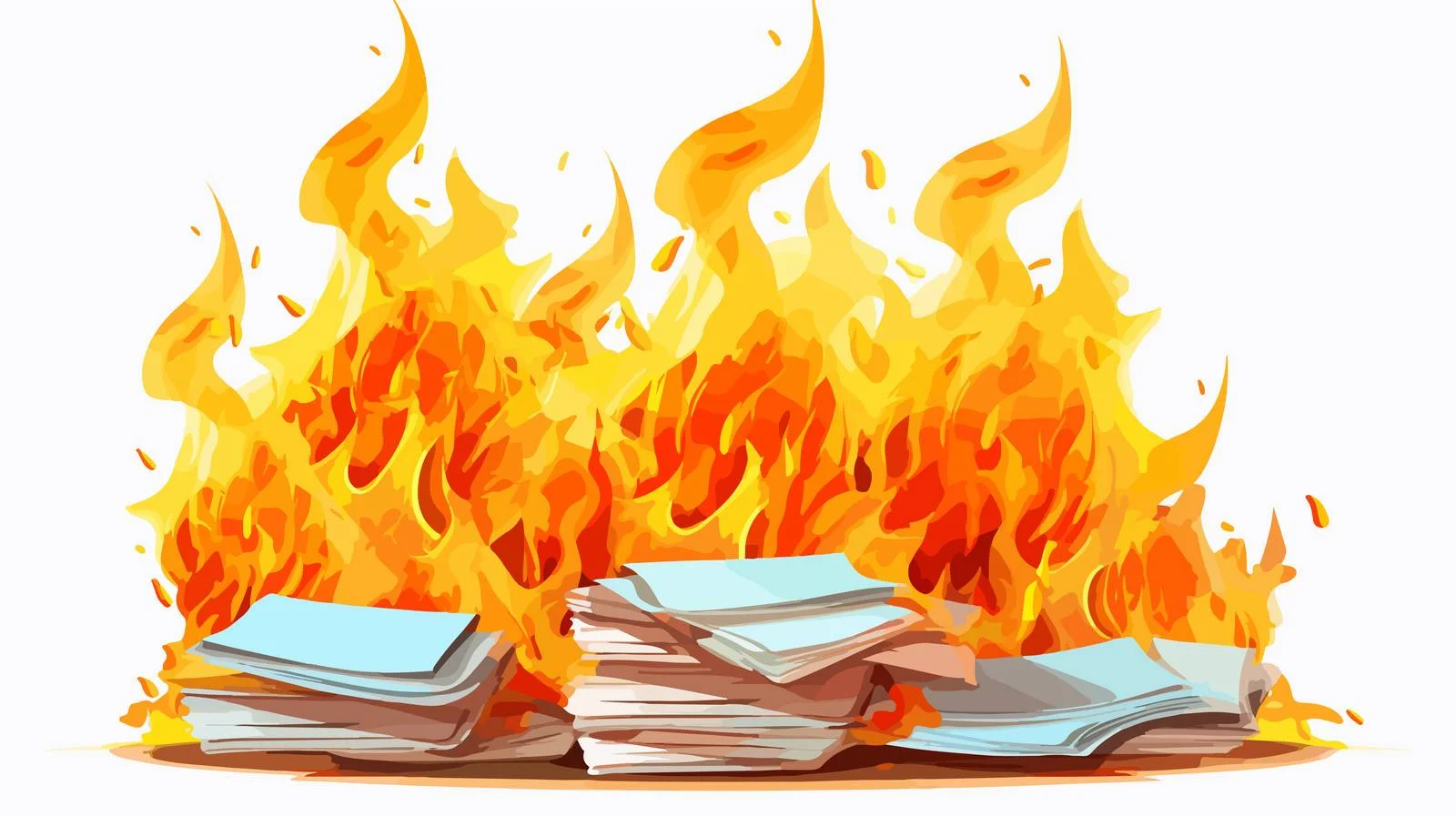 Cartoon Business Files on Fire Illustration — free download from Dotvec
